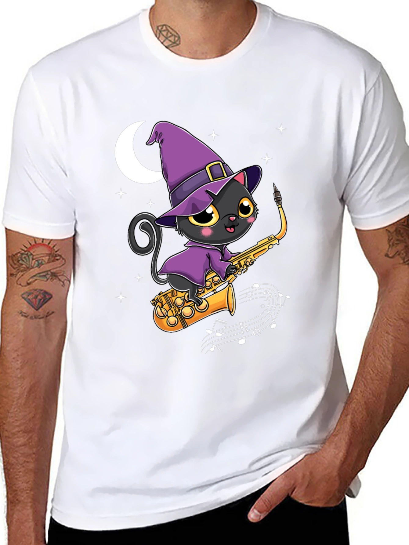 Witch Cat Saxophone T-Shirt