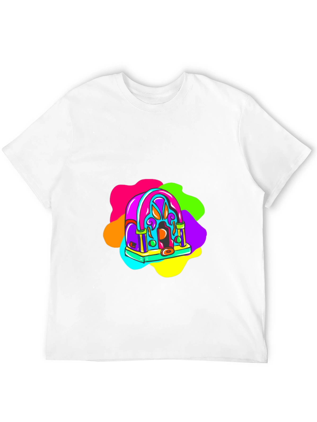 Retro Radio Black T-Shirt: Vibrant & Funky Design
