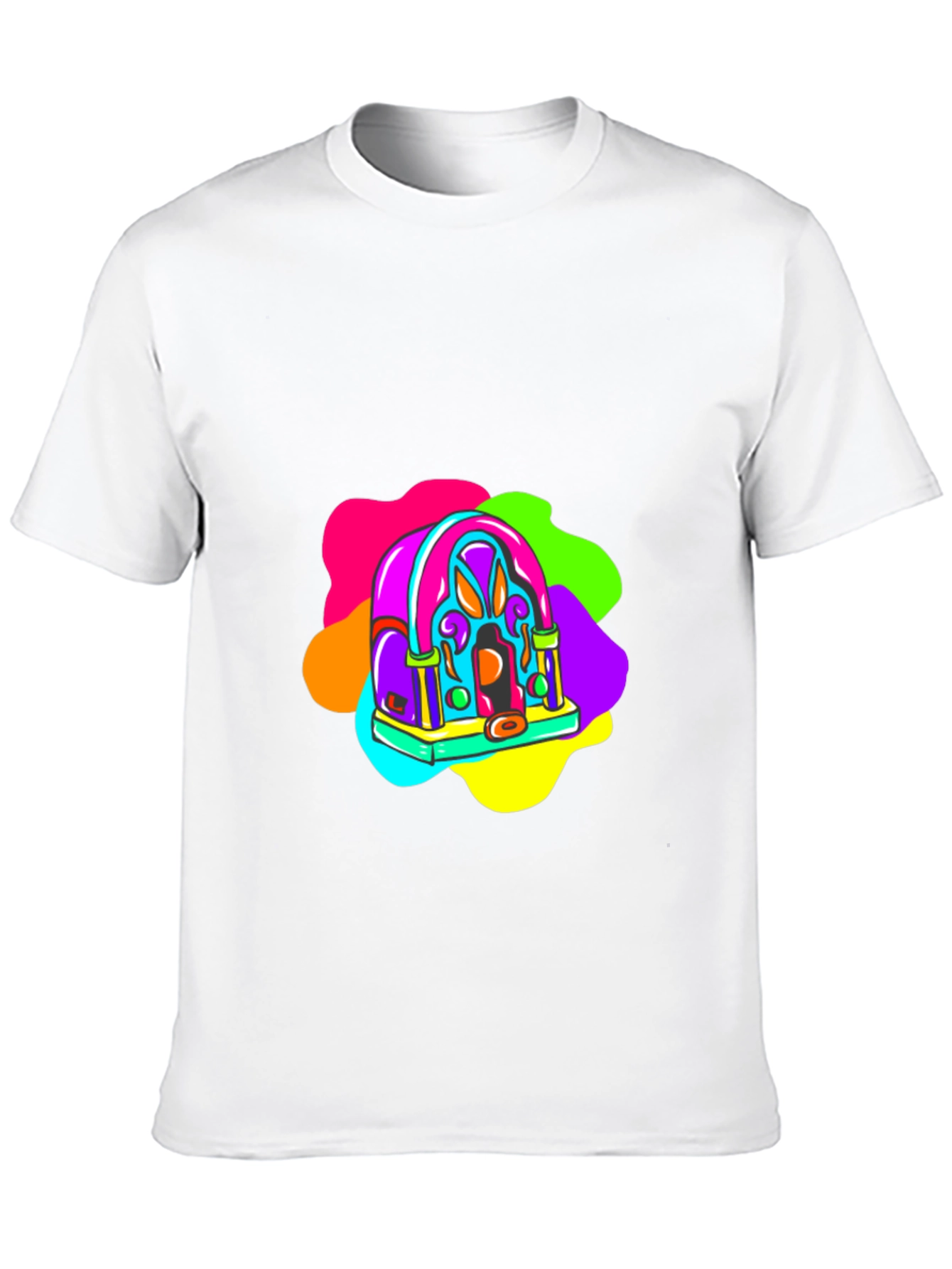 Retro Radio Black T-Shirt: Vibrant & Funky Design