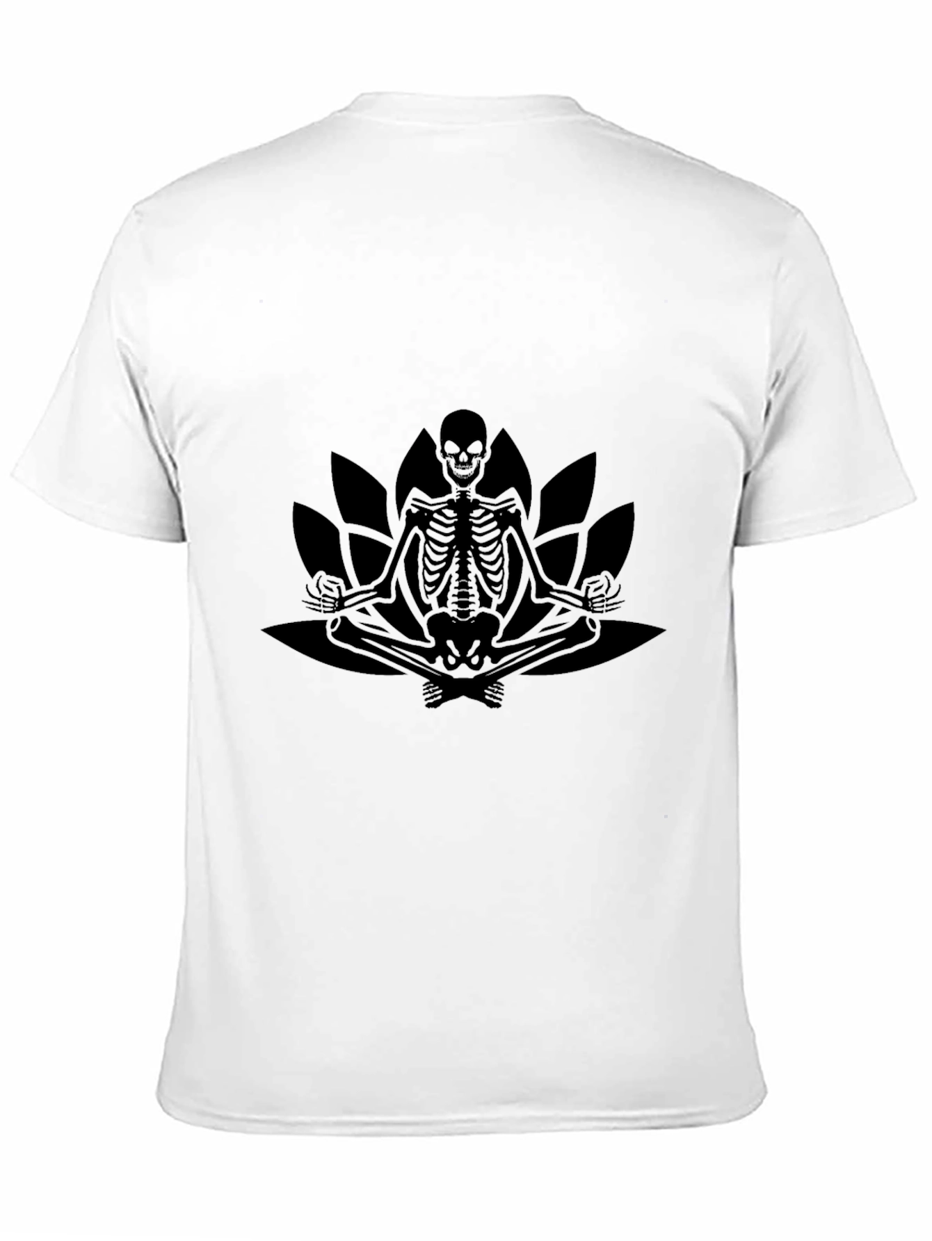 Meditating Skeleton Lotus Graphic Tee - Black