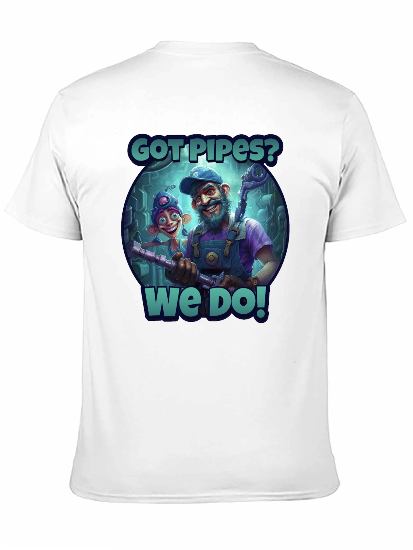 Got Pipes? Funny Cartoon Plumbers Black T-Shirt