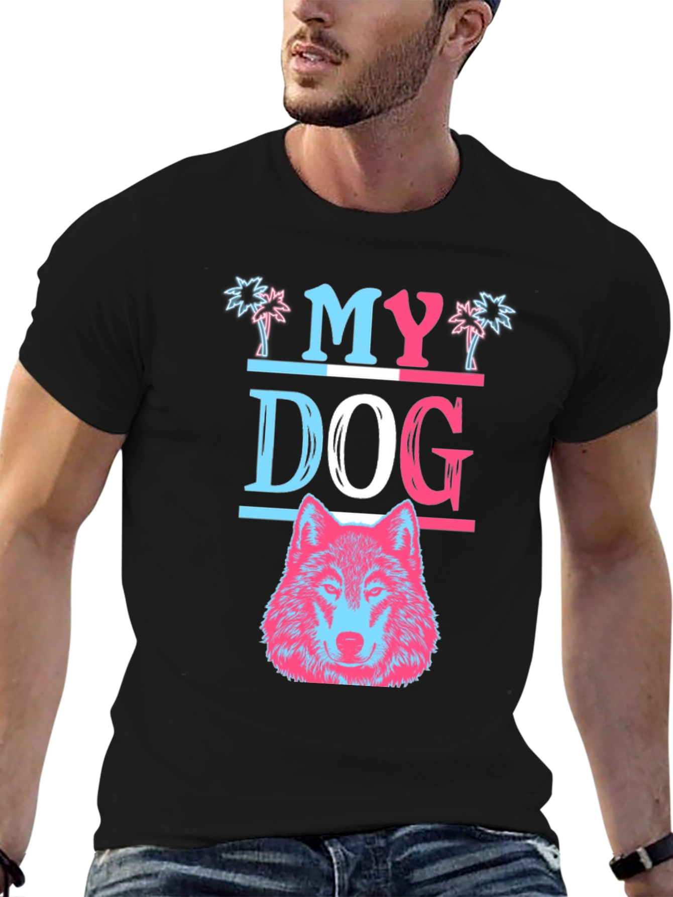 My Dog Wolf Graphic T-Shirt - Black