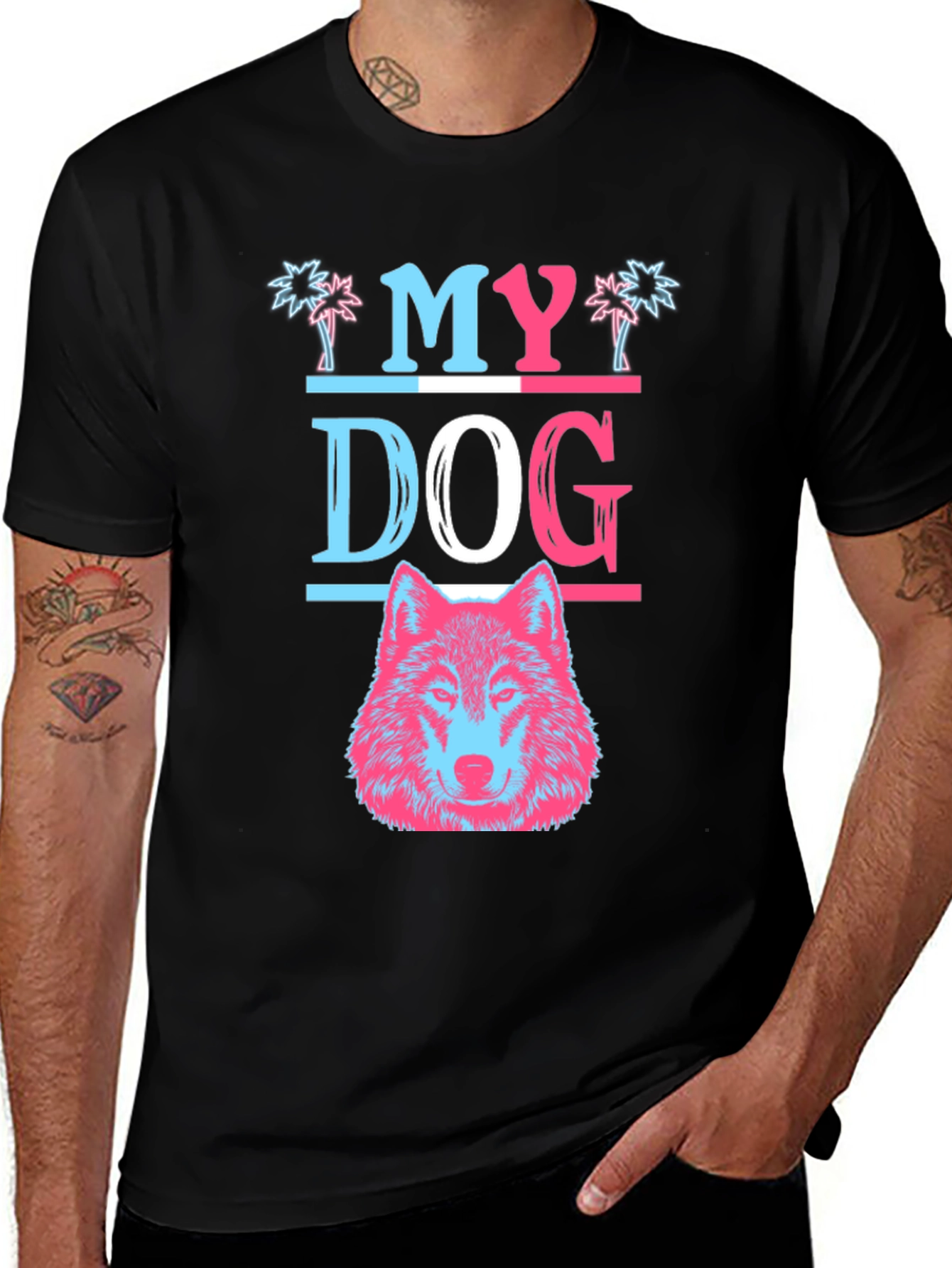 My Dog Wolf Graphic T-Shirt - Black