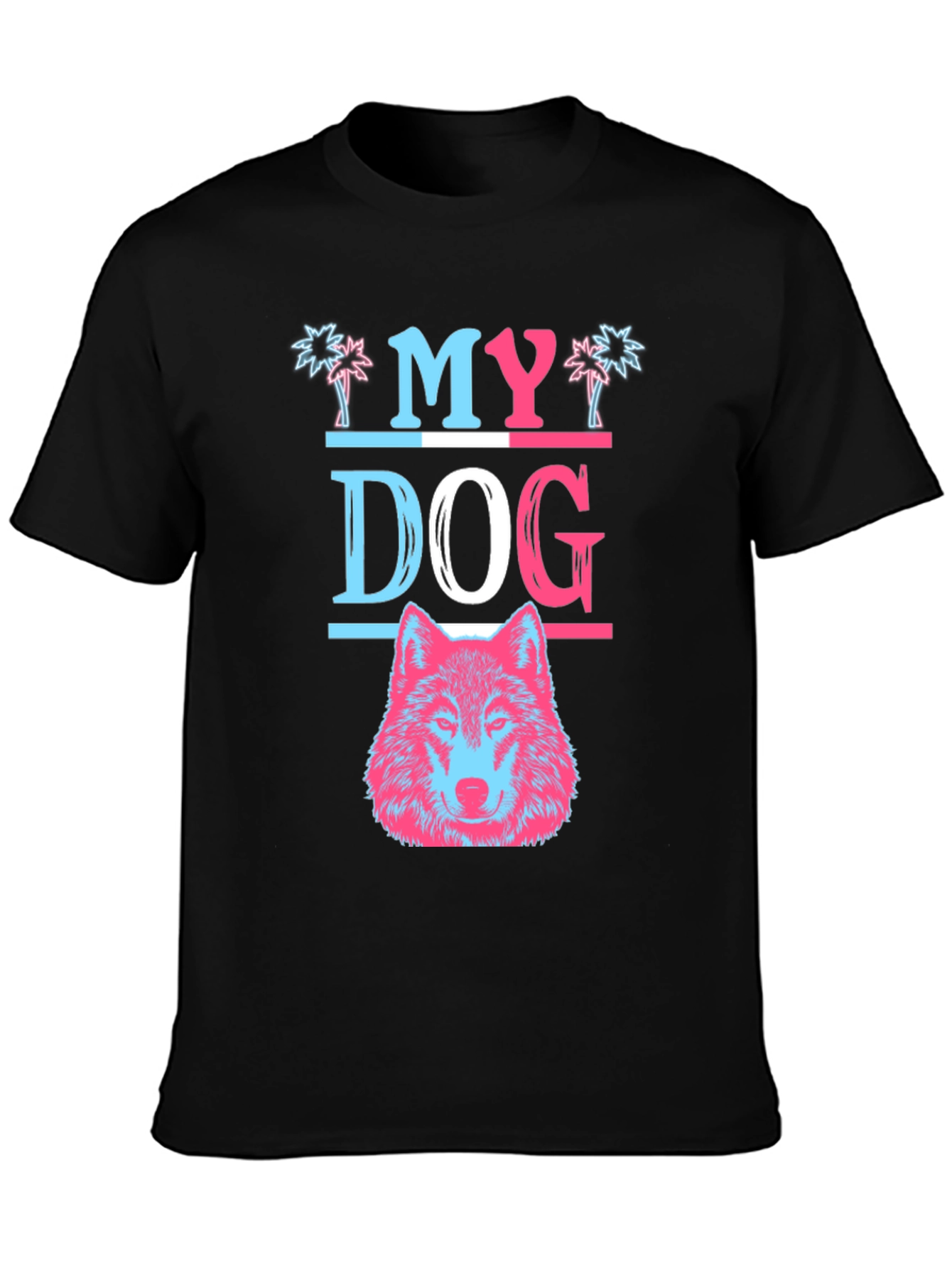 My Dog Wolf Graphic T-Shirt - Black