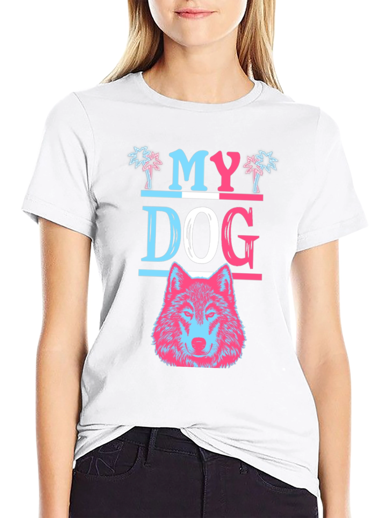 My Dog Wolf Graphic T-Shirt - Black