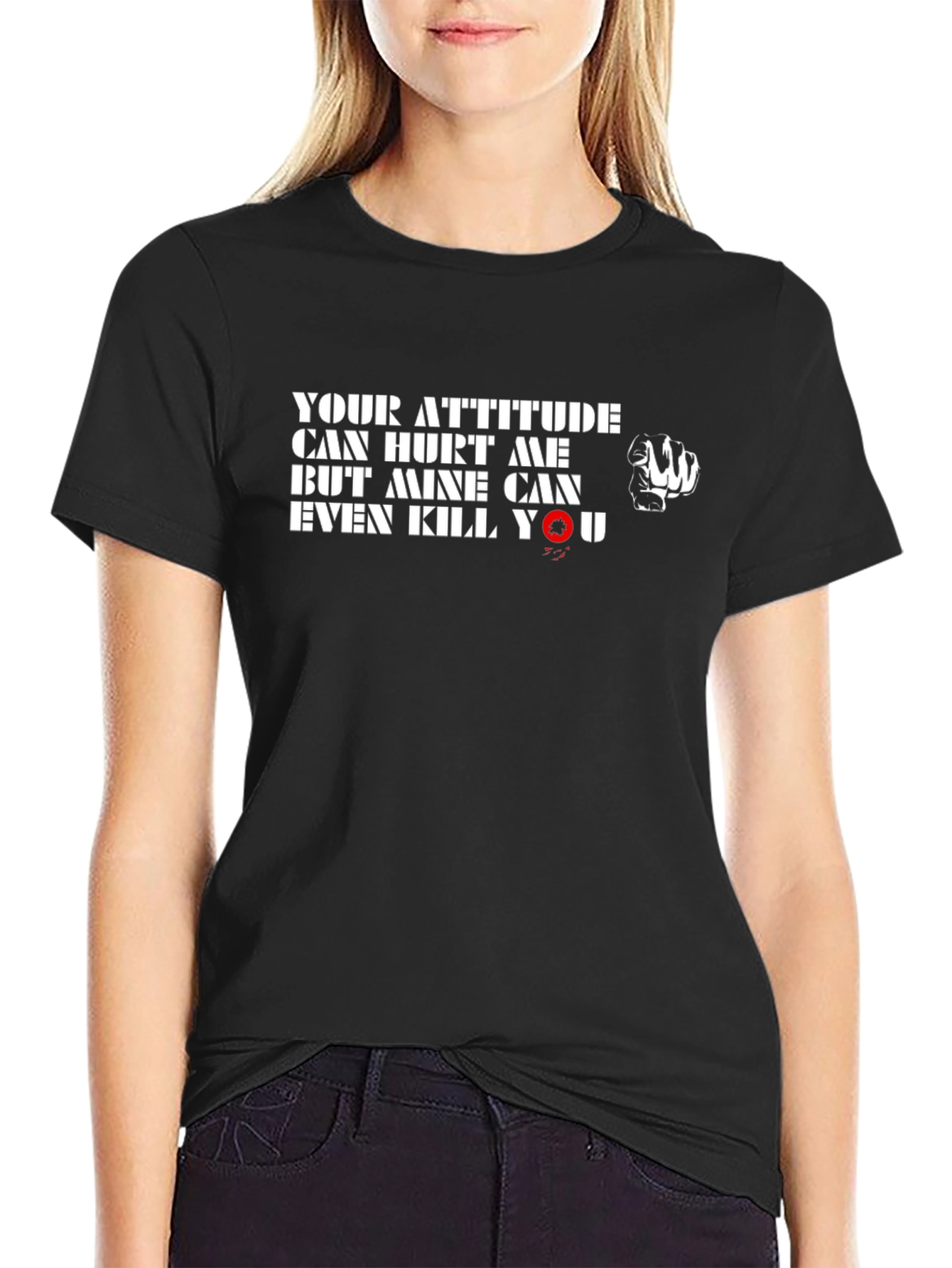 Attitude Graphic Print Black T-Shirt