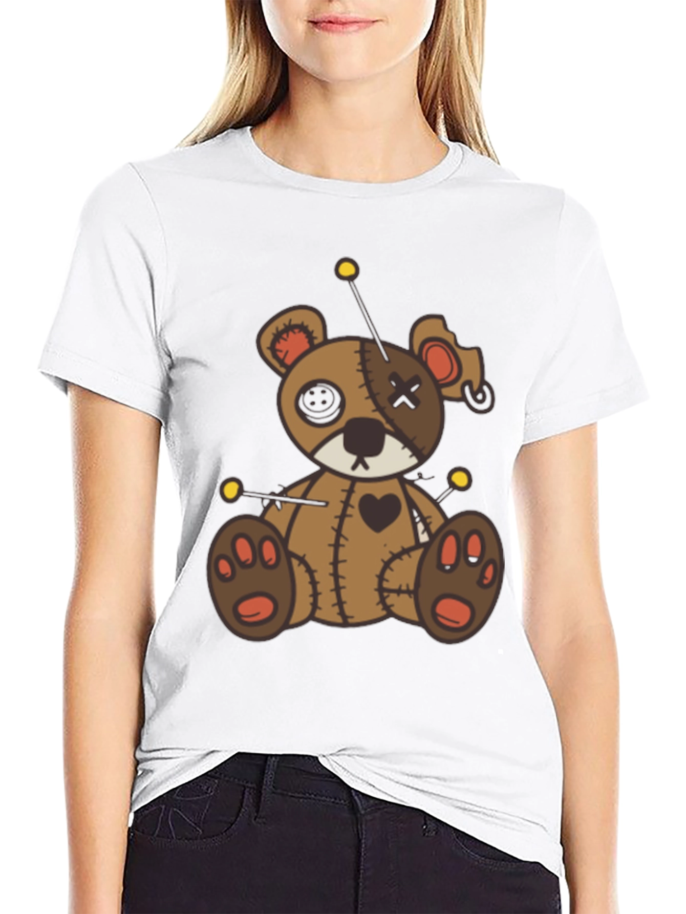 Voodoo Bear Graphic Tee - Unique Spooky Design