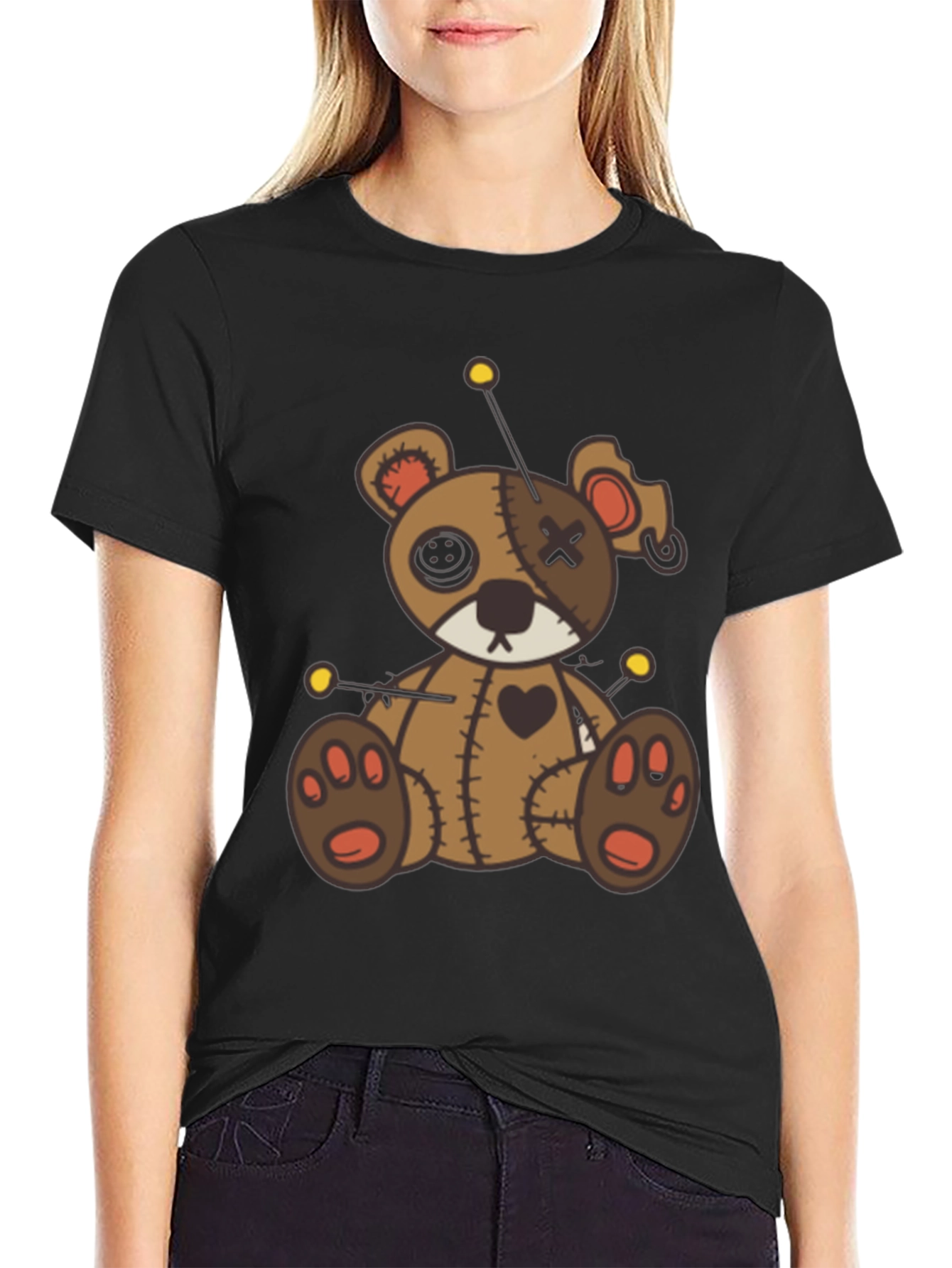 Voodoo Bear Graphic Tee - Unique Spooky Design
