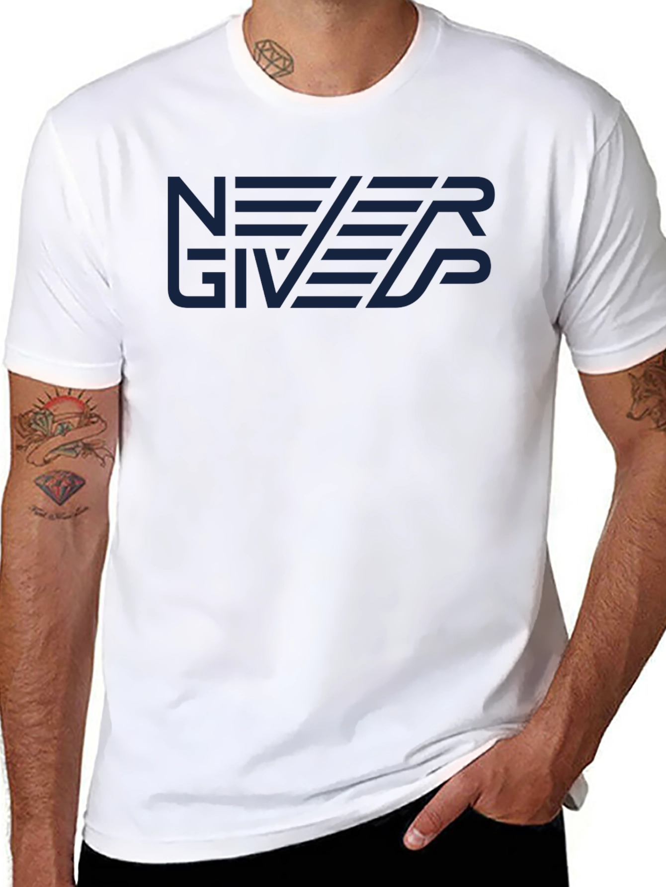 Never Give Up Graphic T-Shirt - Motivational Design