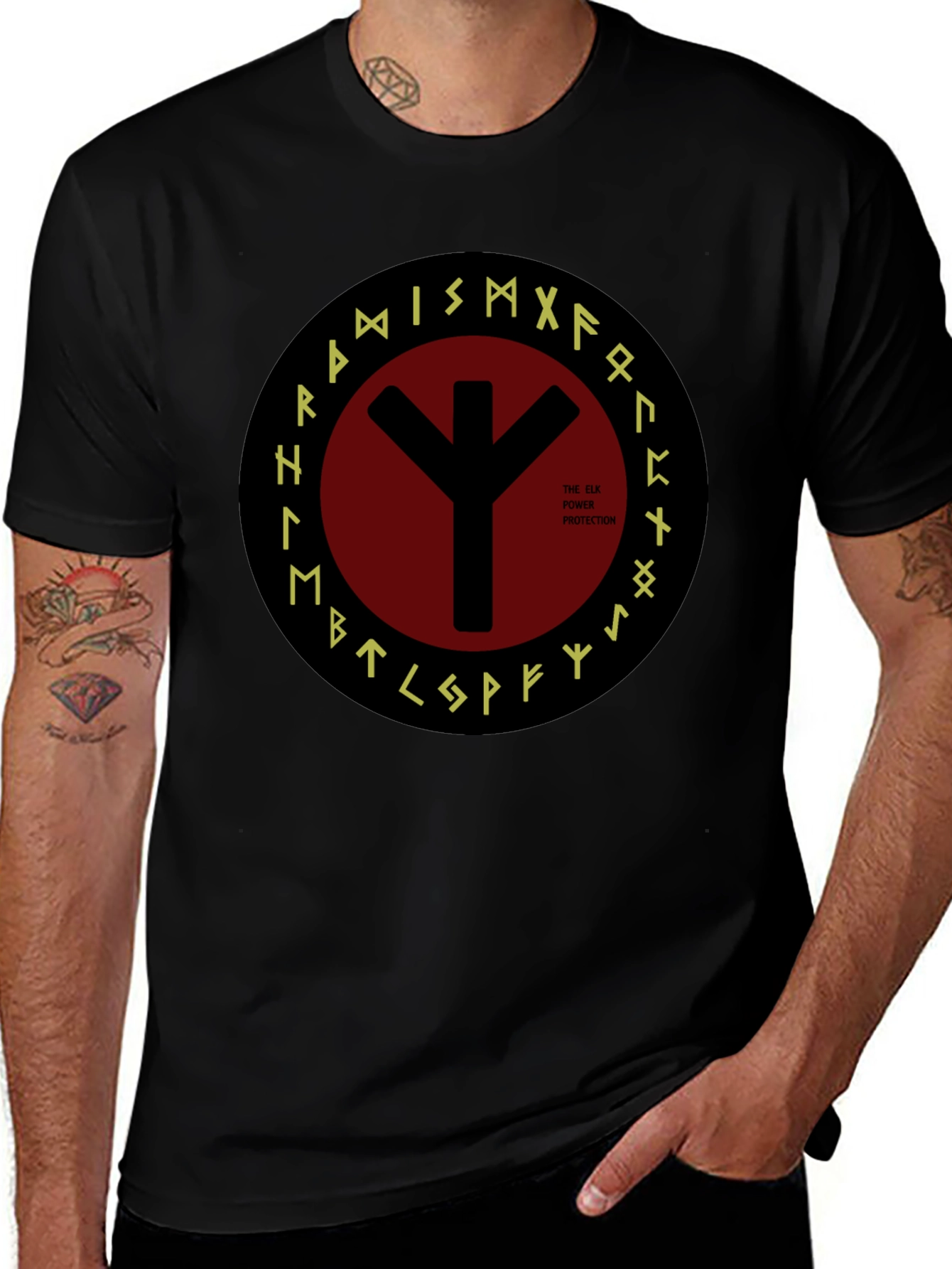 Elk Protection Rune T-Shirt - Viking Symbol Tee