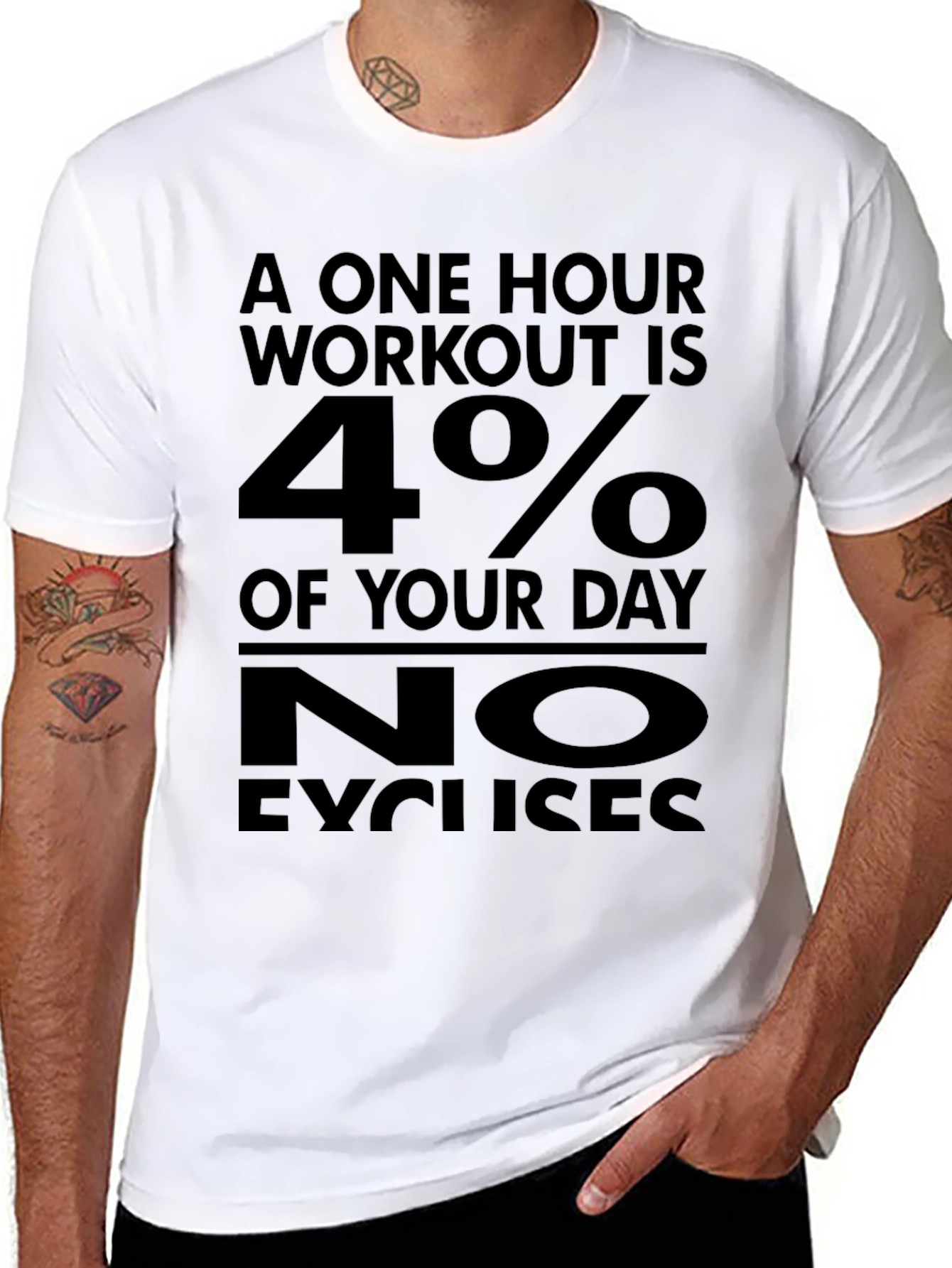 Workout Motivation Tee: No Excuses Gym Shirt