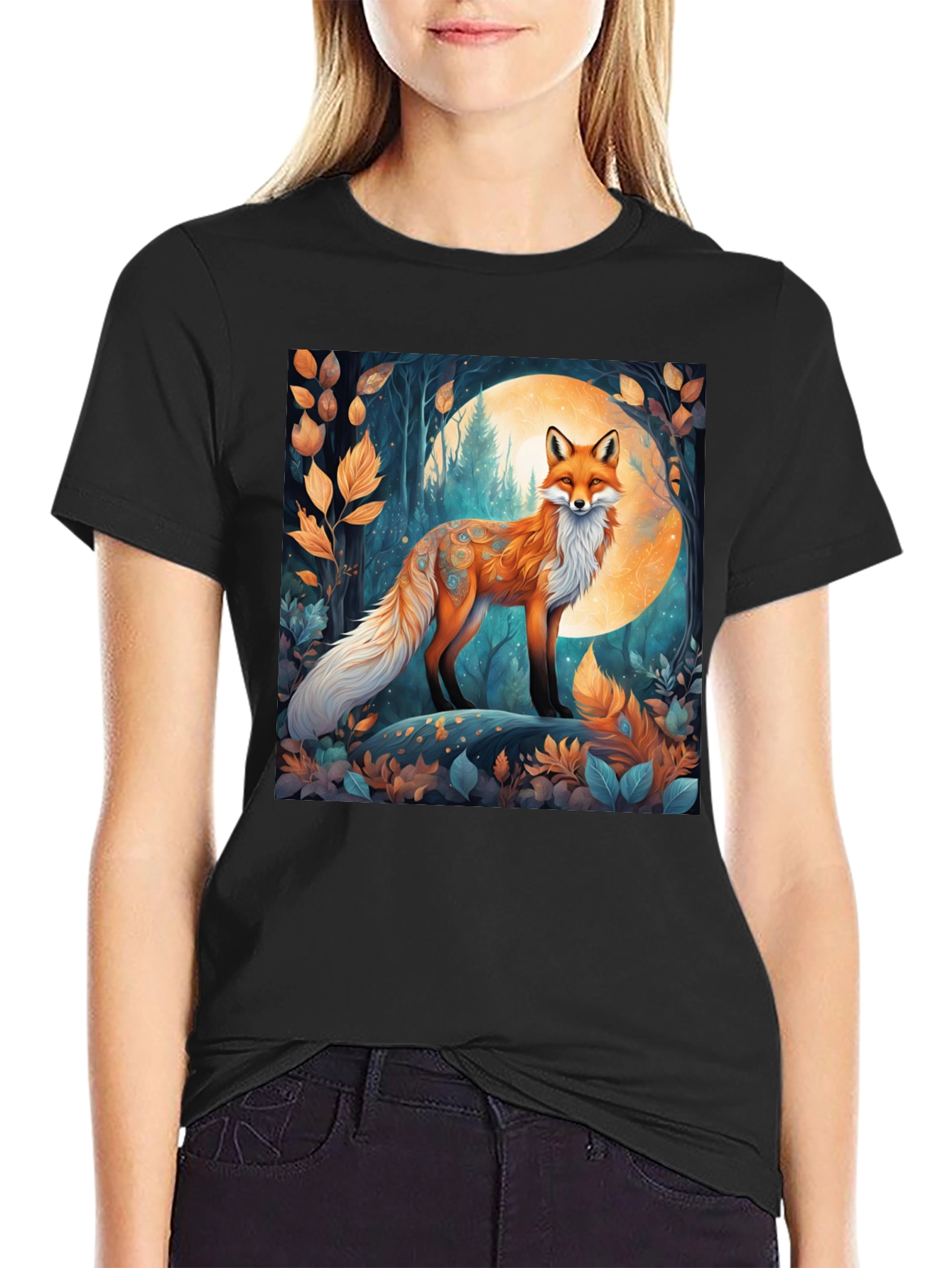 Fox in Moonlight Graphic Tee - Nature Inspired Design