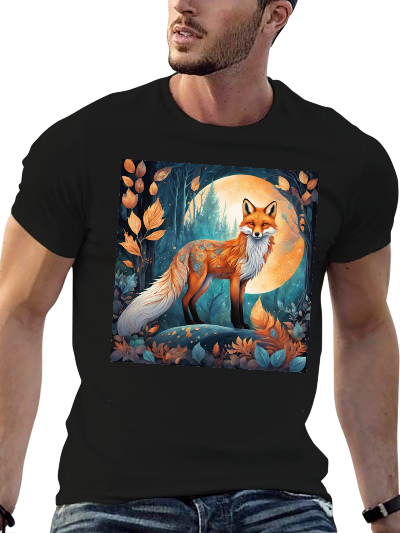 Fox in Moonlight Graphic Tee - Nature Inspired Design