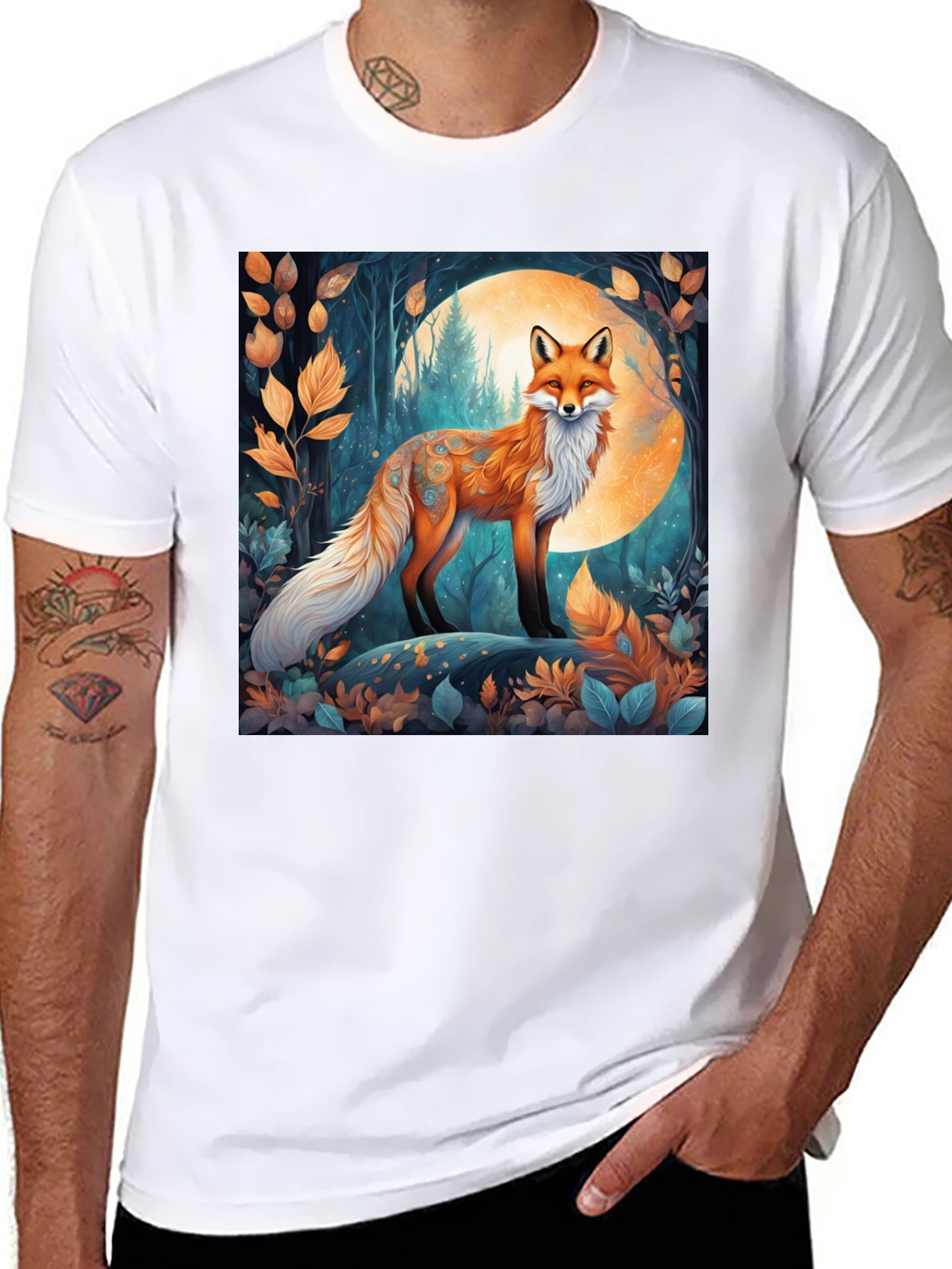 Fox in Moonlight Graphic Tee - Nature Inspired Design