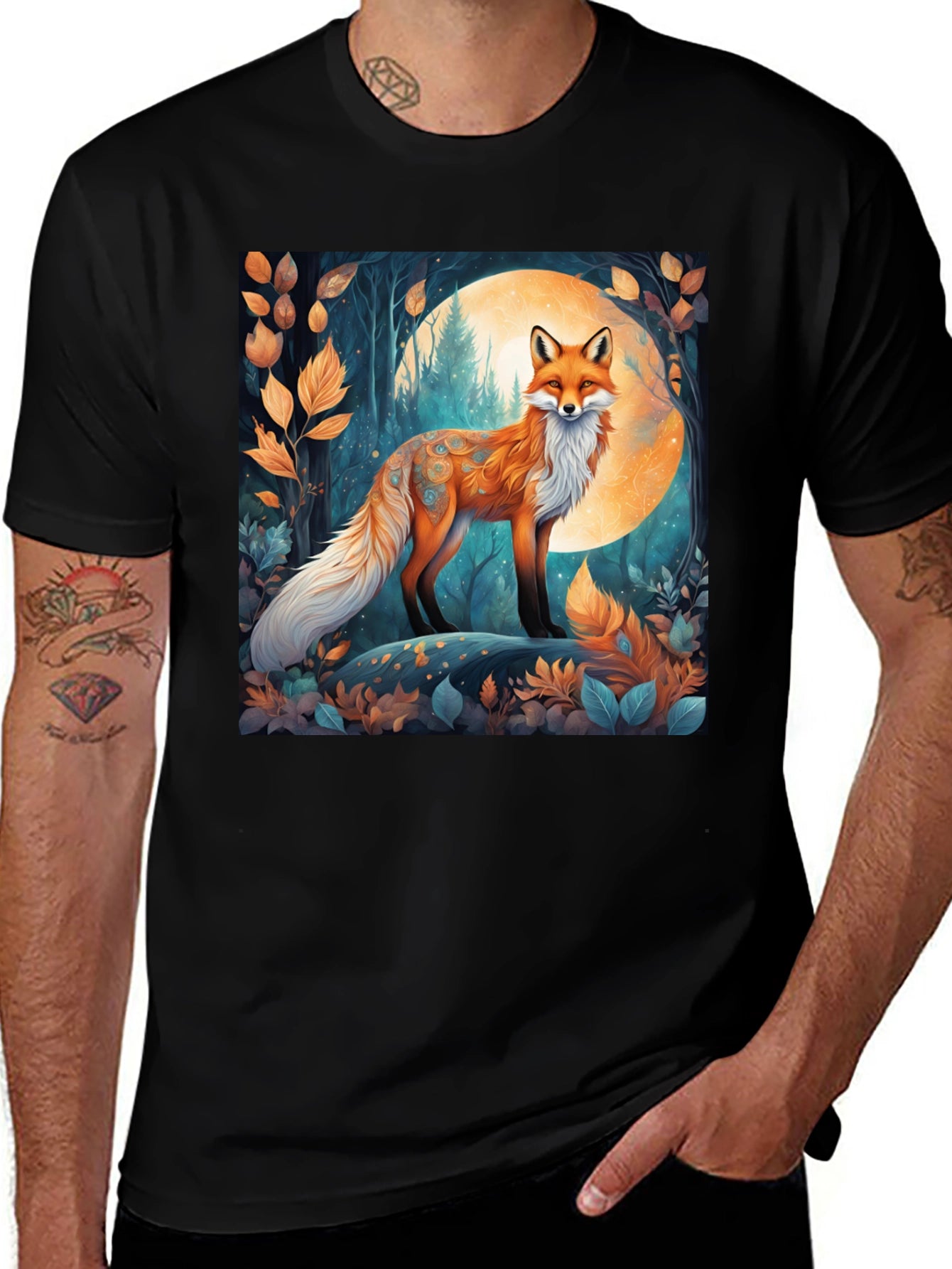 Fox in Moonlight Graphic Tee - Nature Inspired Design