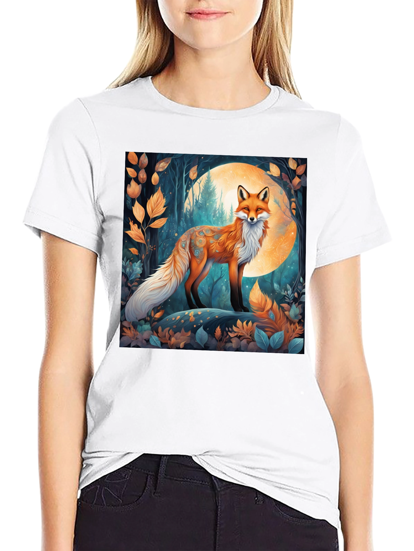 Fox in Moonlight Graphic Tee - Nature Inspired Design