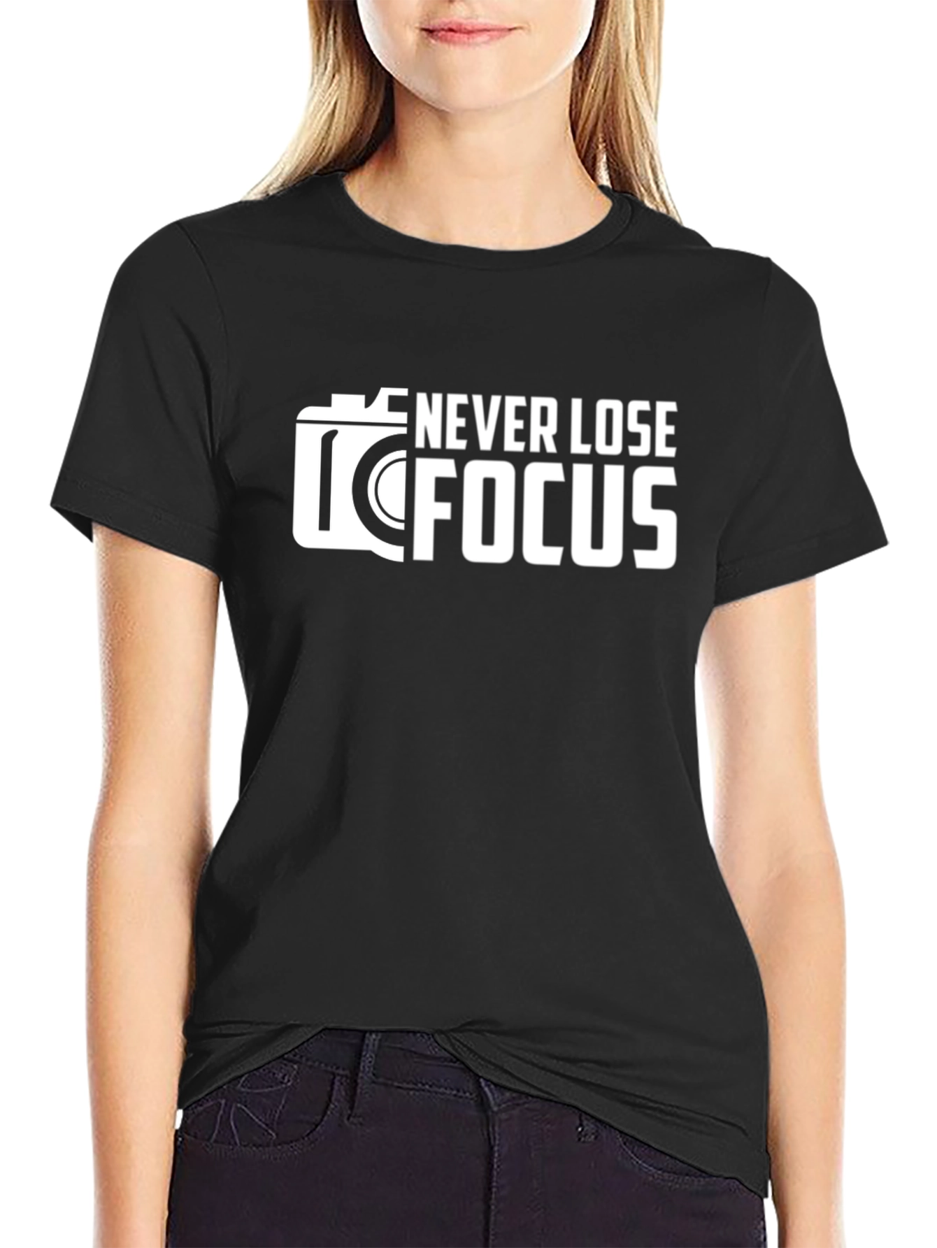 Never Lose Focus Black Graphic T-Shirt