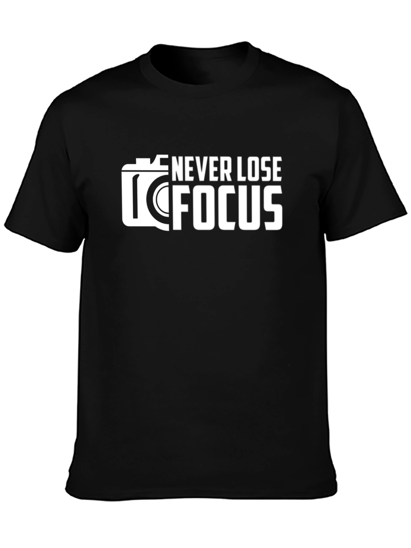 Never Lose Focus Black Graphic T-Shirt