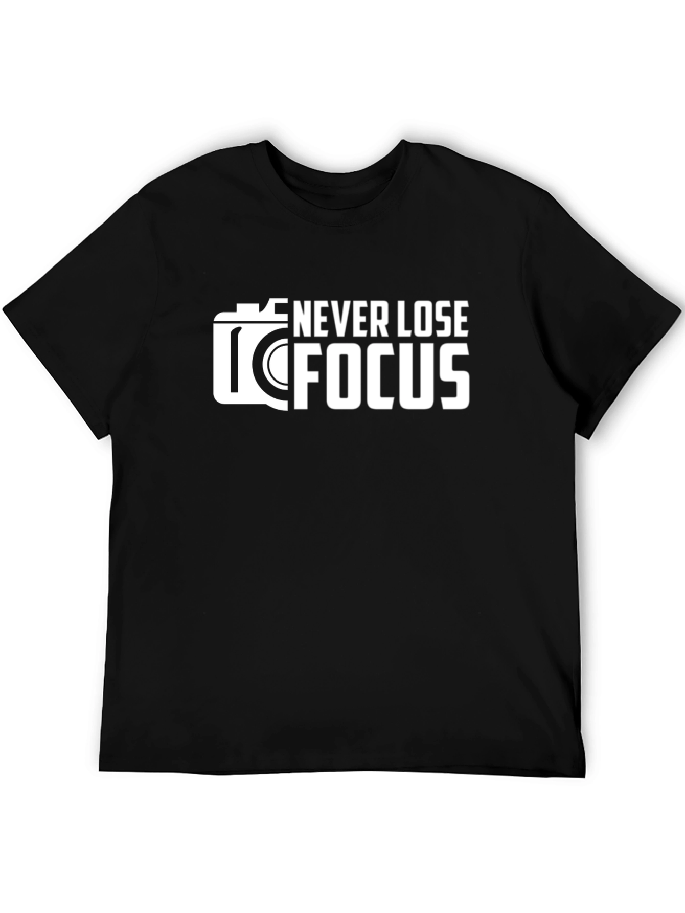 Never Lose Focus Black Graphic T-Shirt