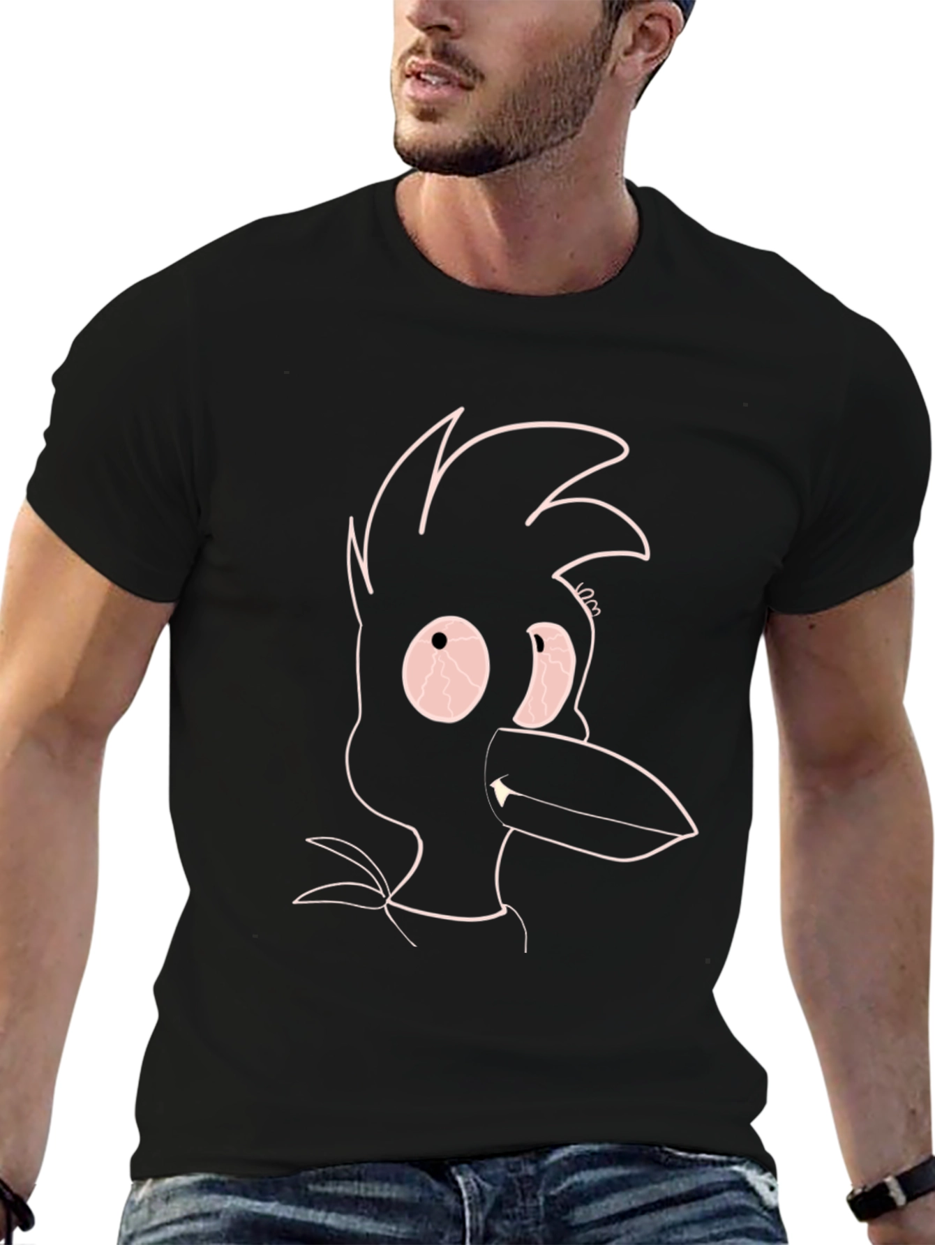 Unique Crow Graphic Black T-Shirt for Men