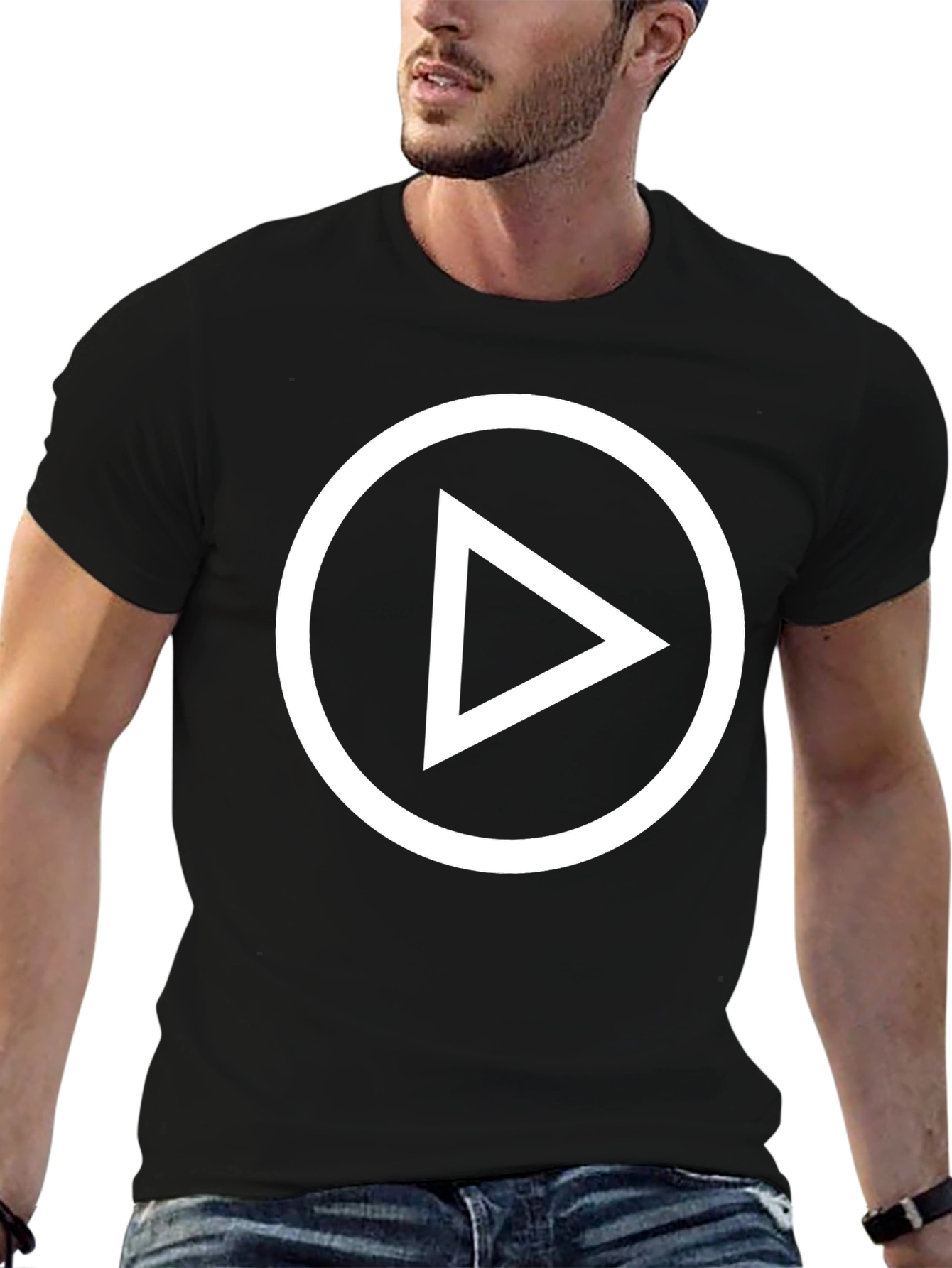 Play Button Graphic Black T-Shirt