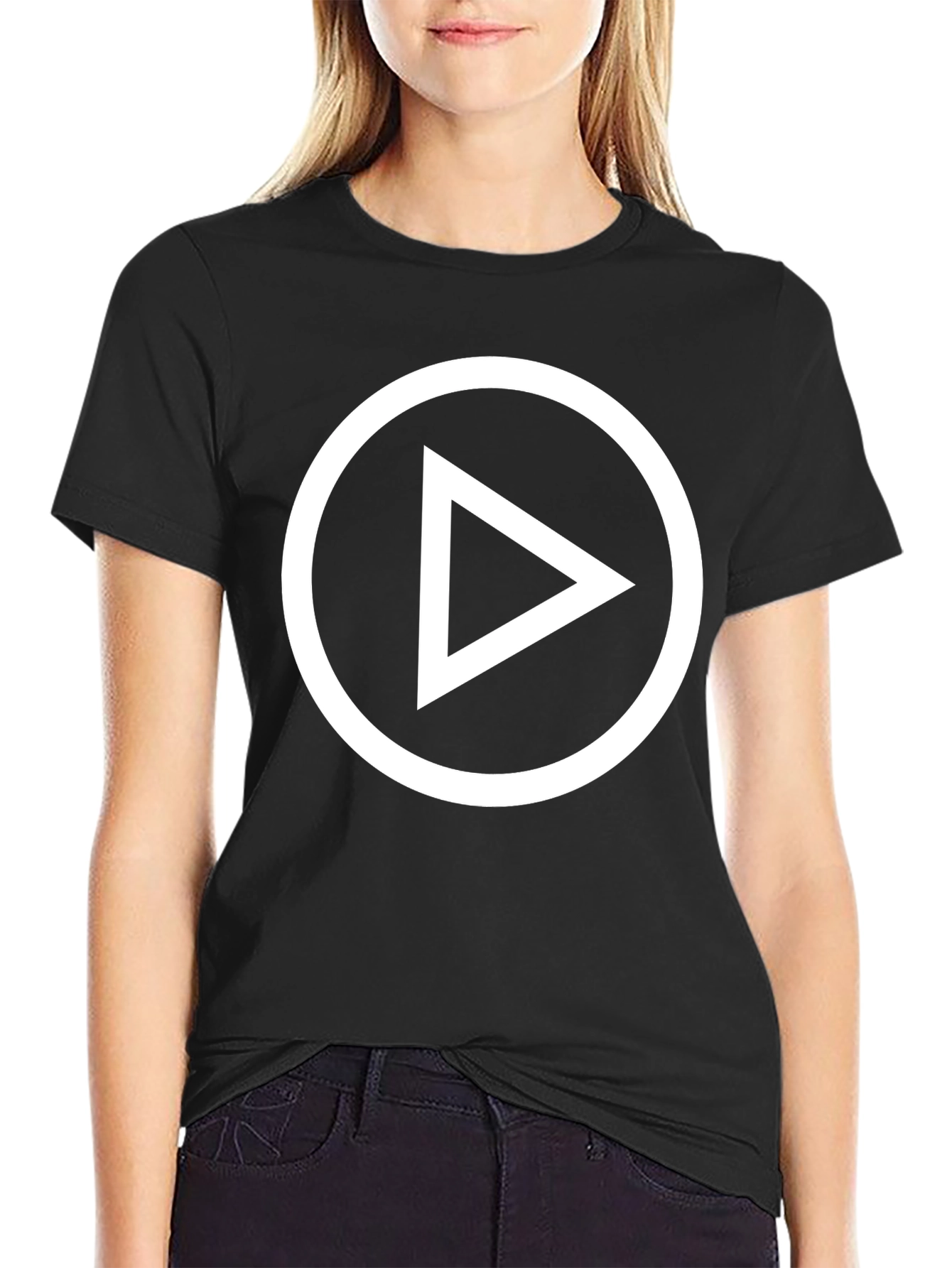 Play Button Graphic Black T-Shirt