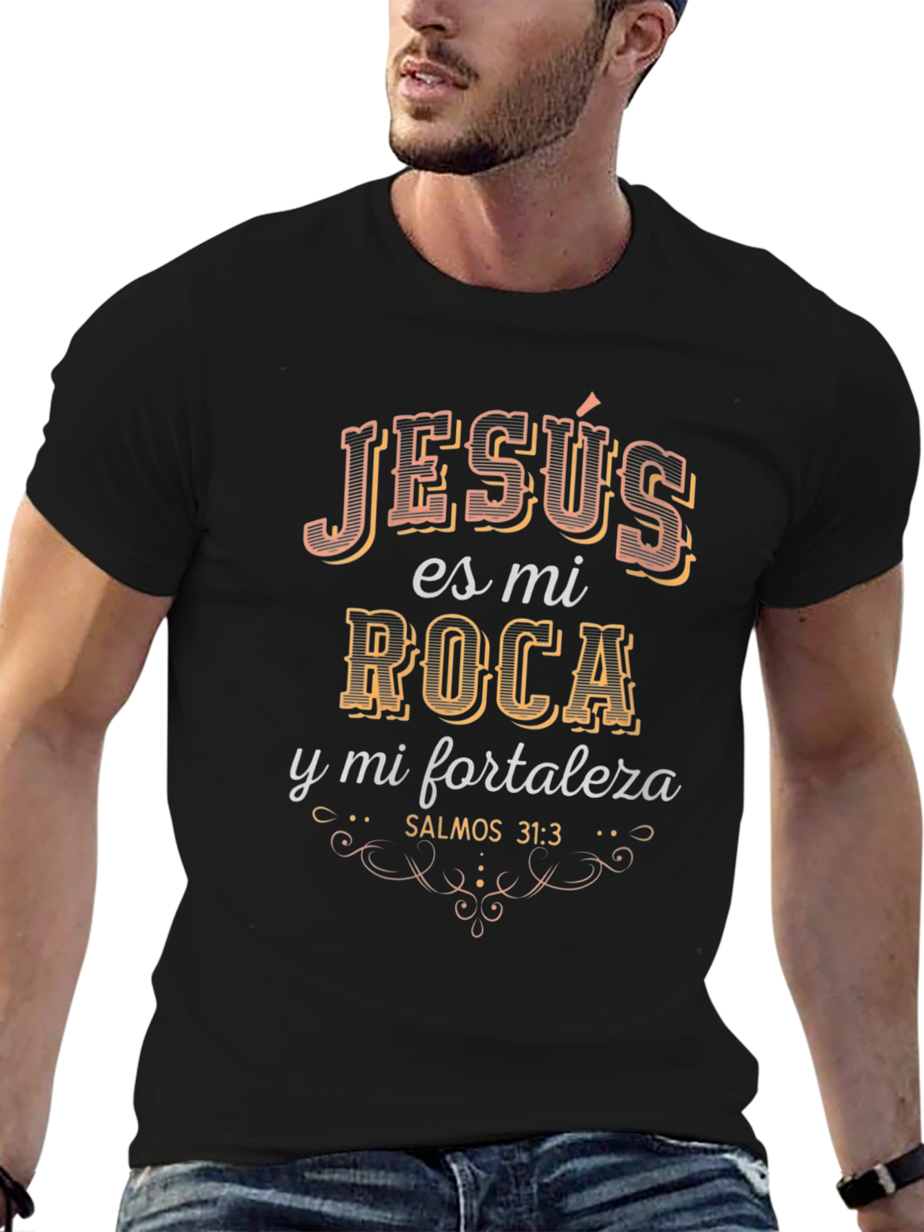 Jesus Es Mi Roca Black T-Shirt