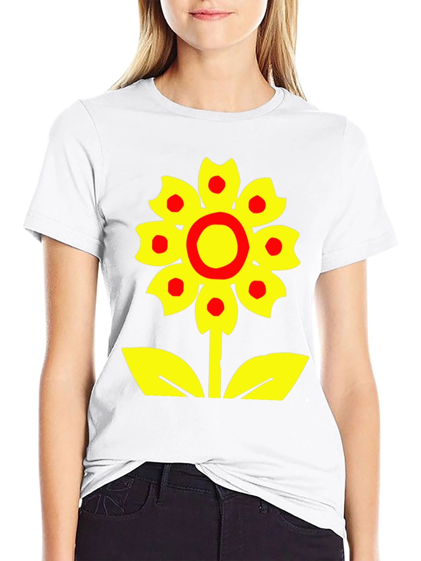 Bold Flower Graphic Tee - Black Cotton Blend