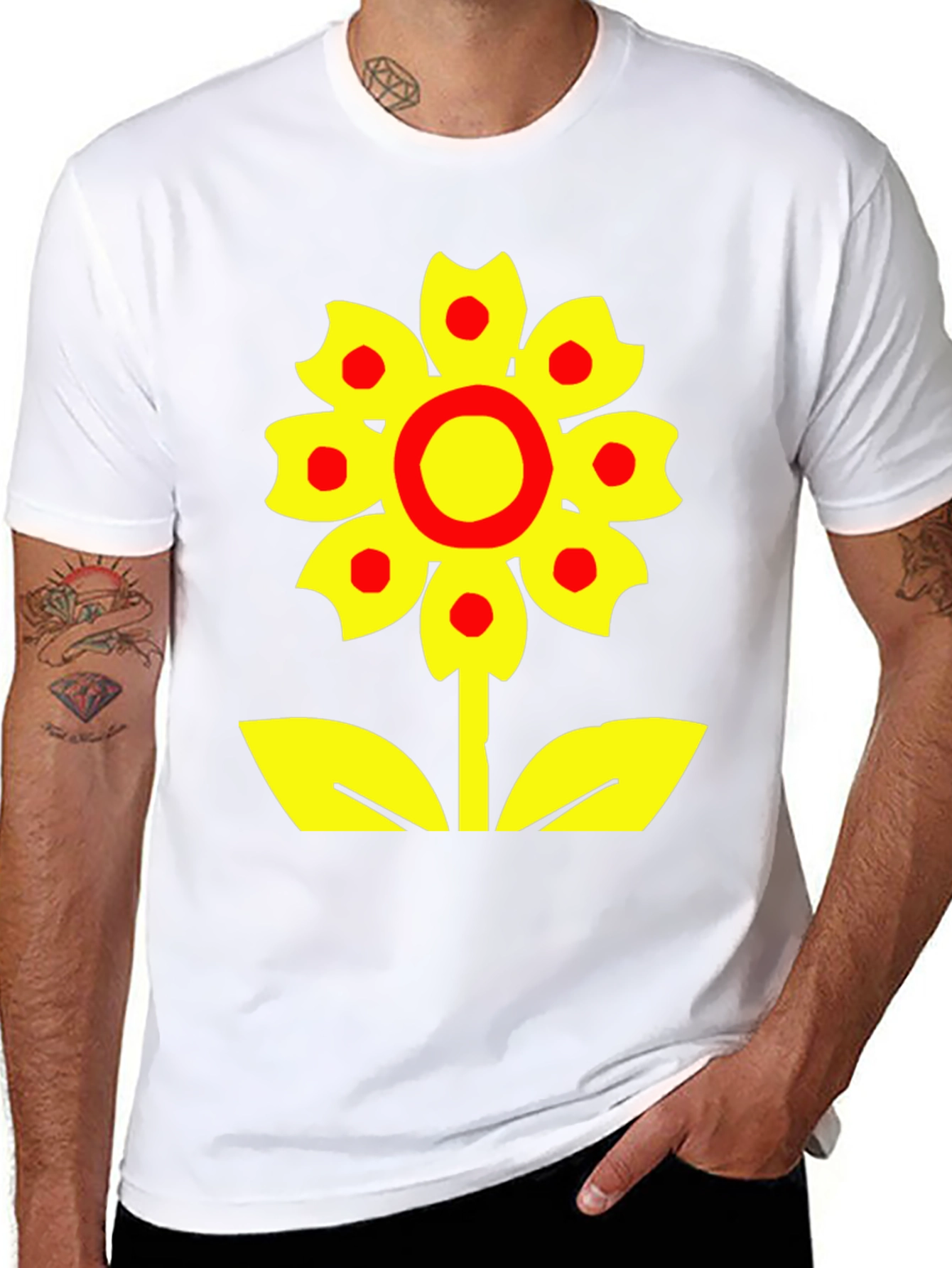 Bold Flower Graphic Tee - Black Cotton Blend