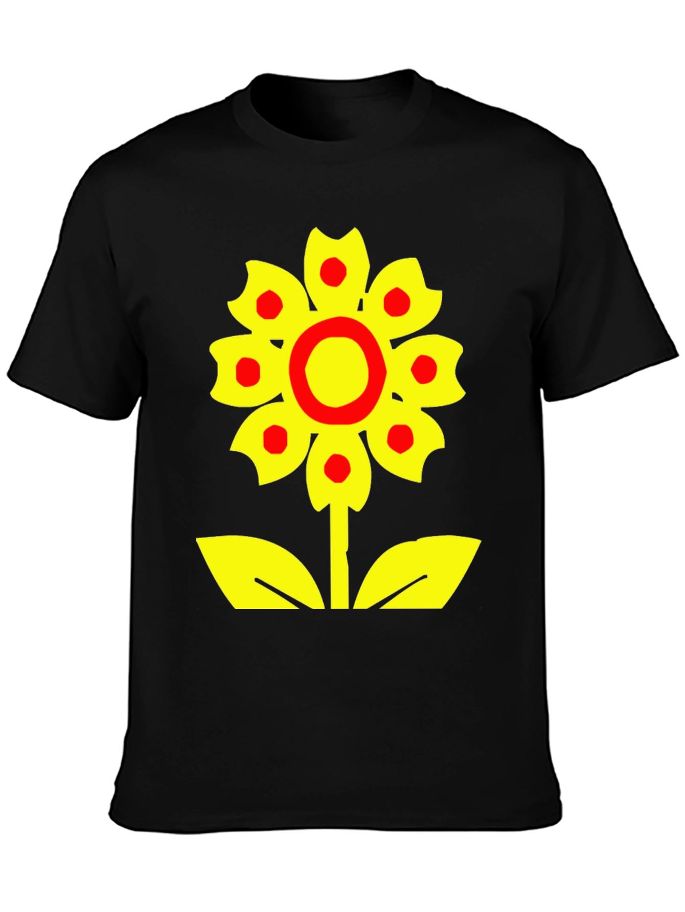 Bold Flower Graphic Tee - Black Cotton Blend