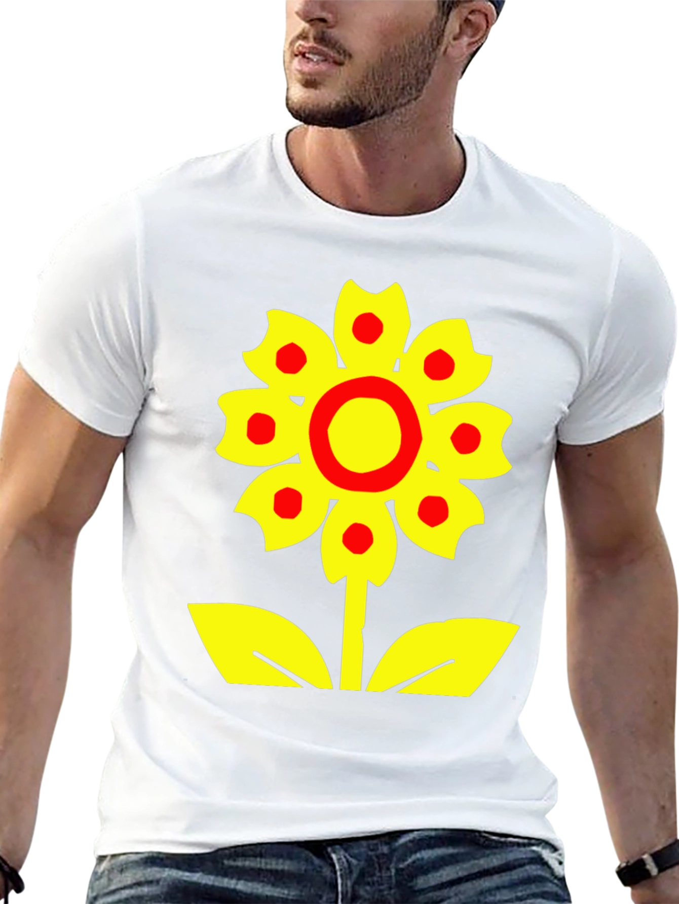 Bold Flower Graphic Tee - Black Cotton Blend
