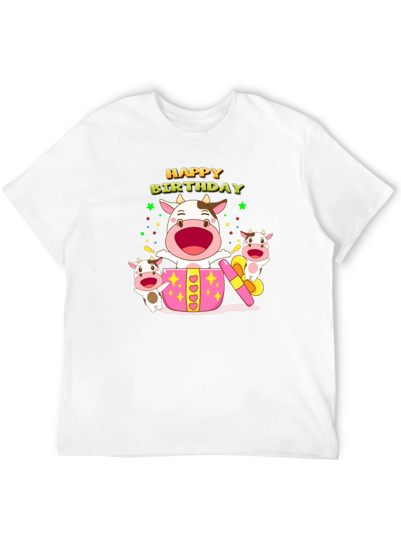 Happy Birthday Cow T-Shirt - Black