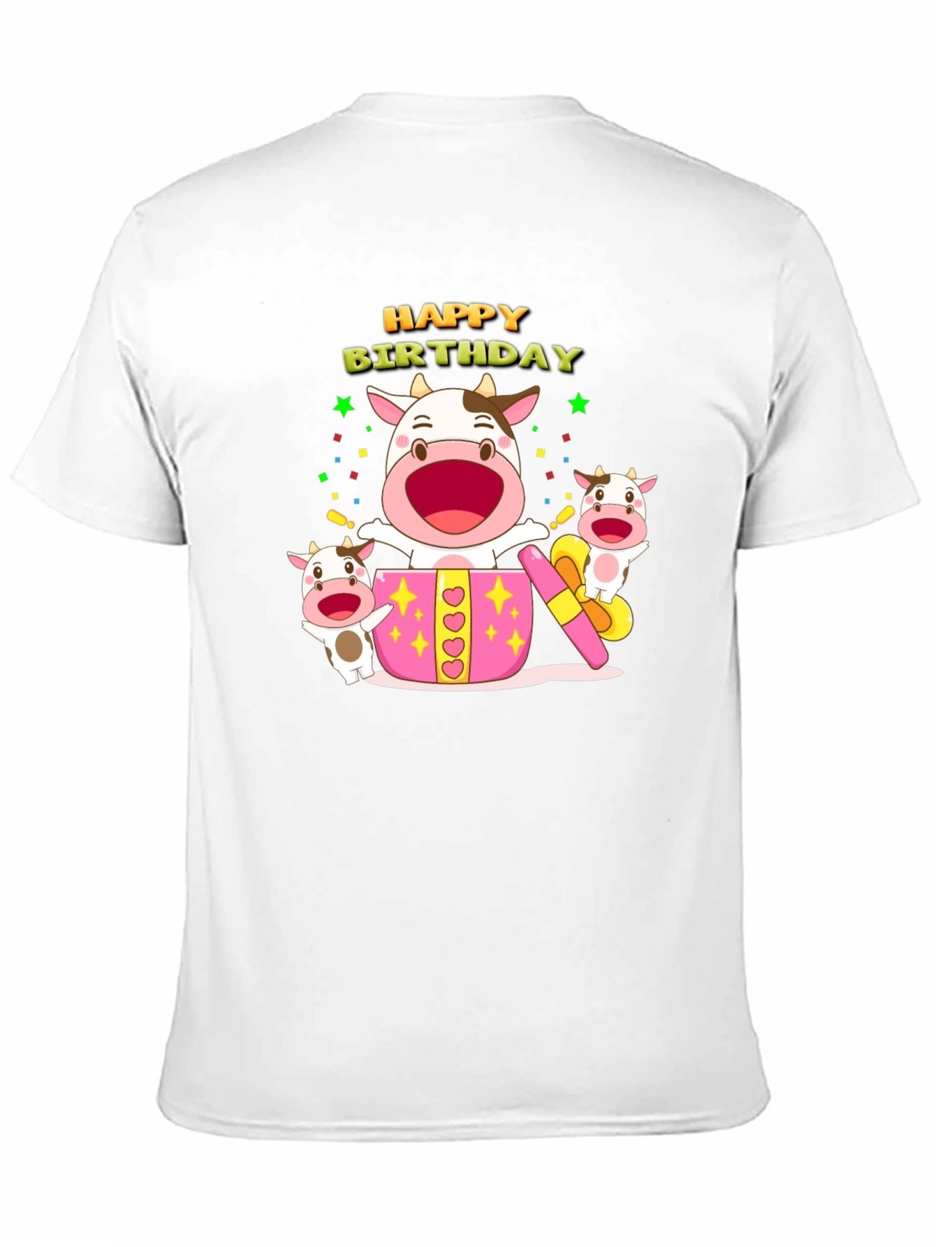 Happy Birthday Cow T-Shirt - Black