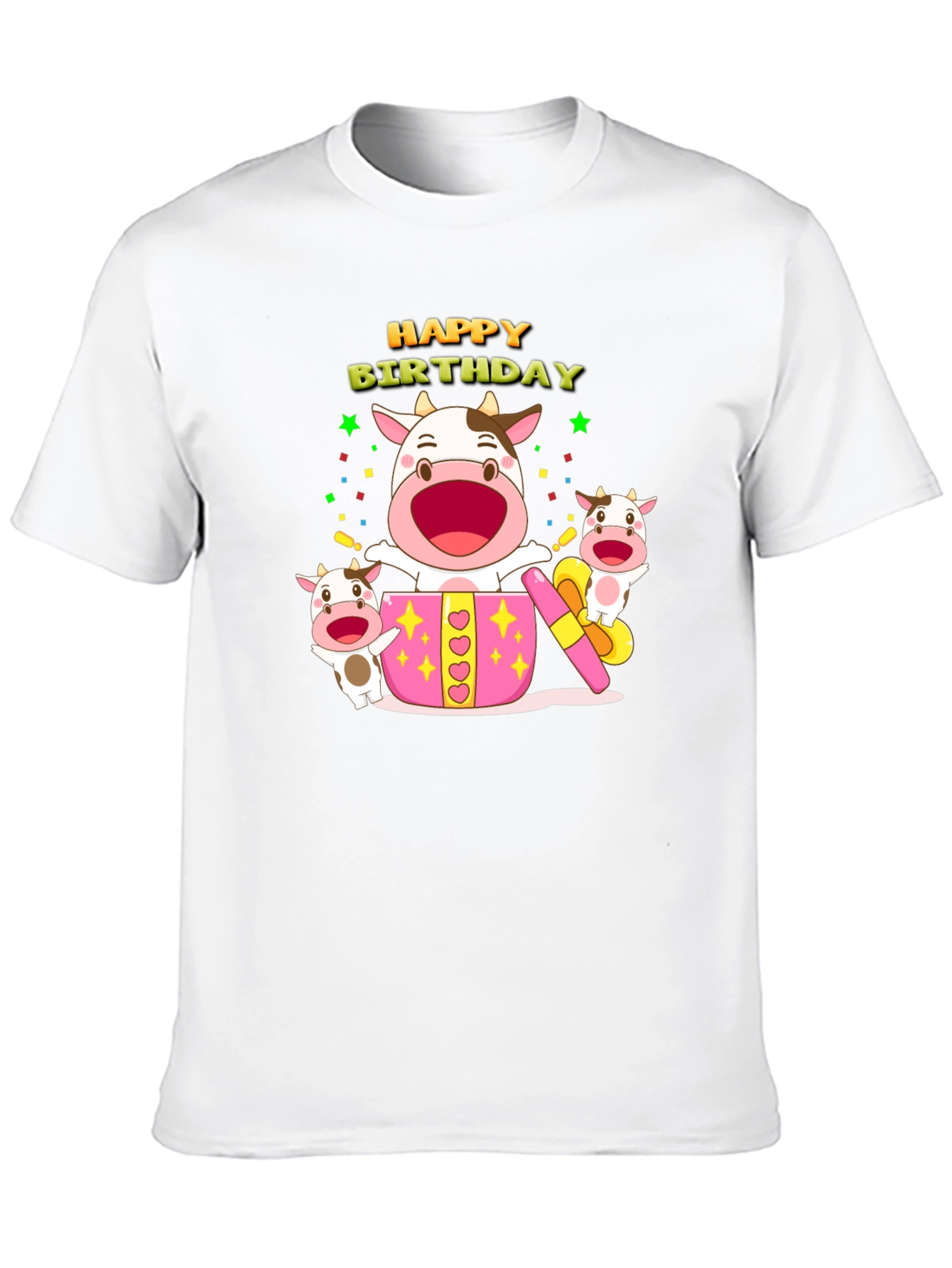 Happy Birthday Cow T-Shirt - Black