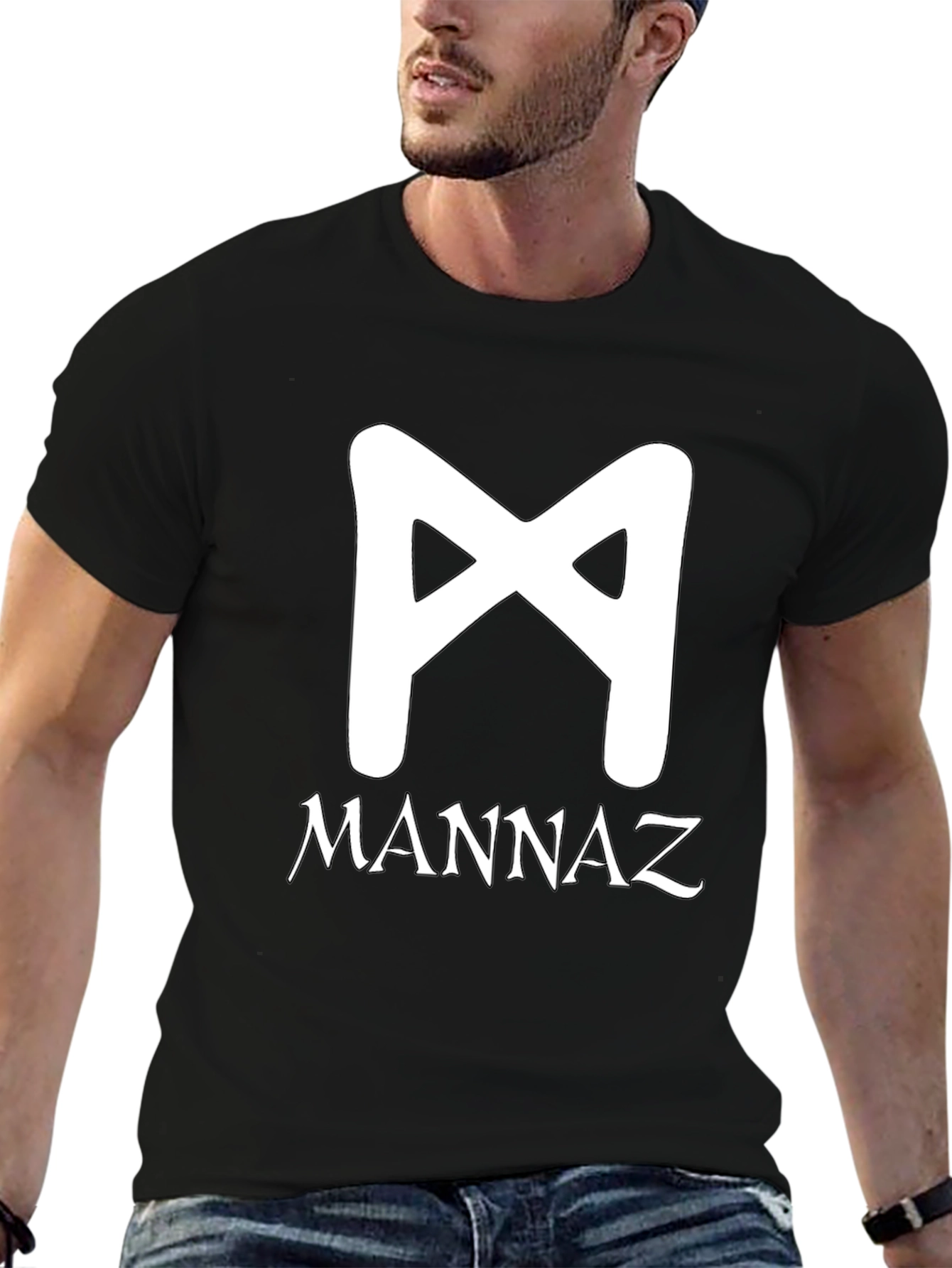 Mannaz Rune T-Shirt - Black Graphic Tee