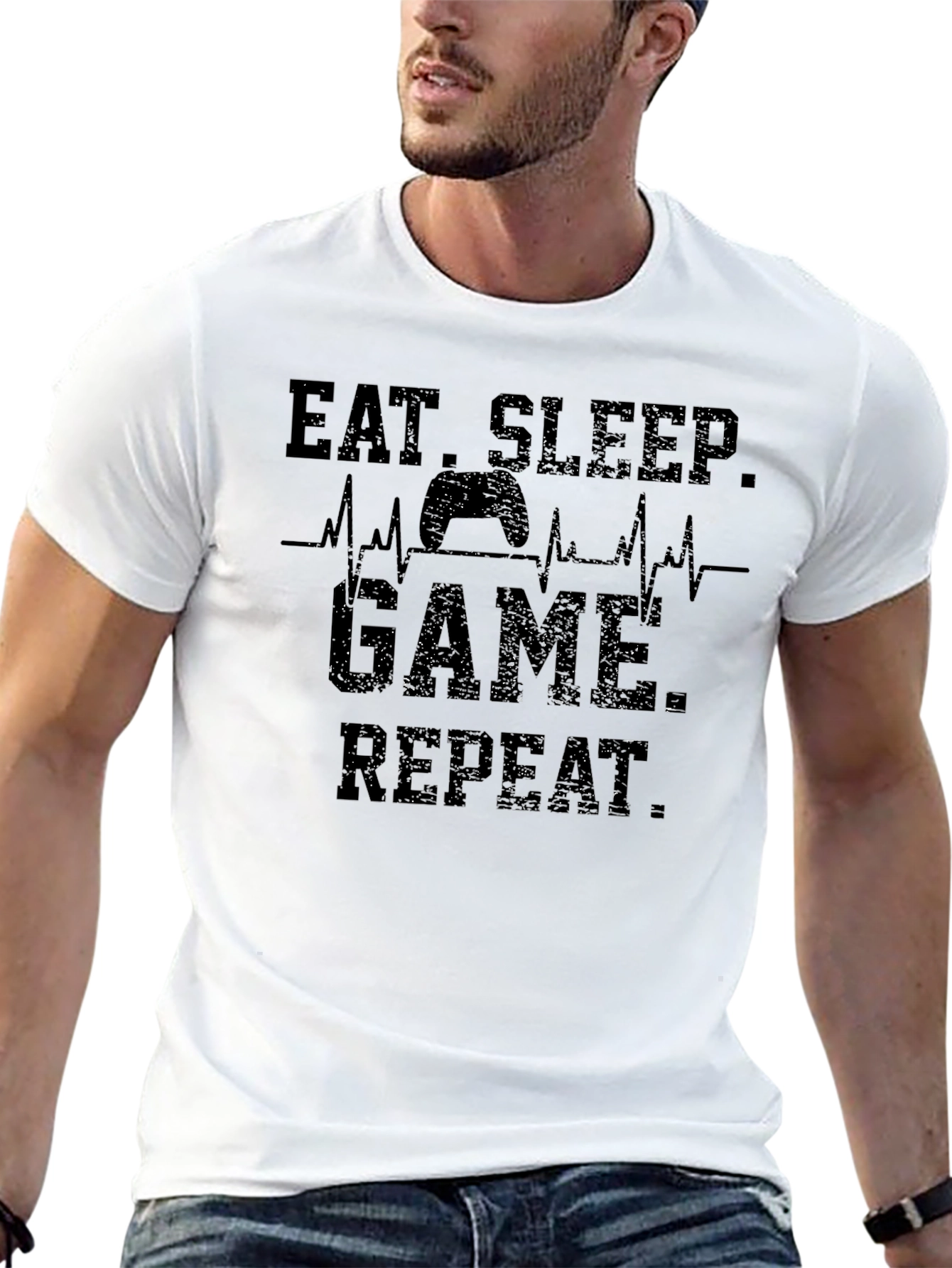 Eat Sleep Game Repeat Black T-Shirt