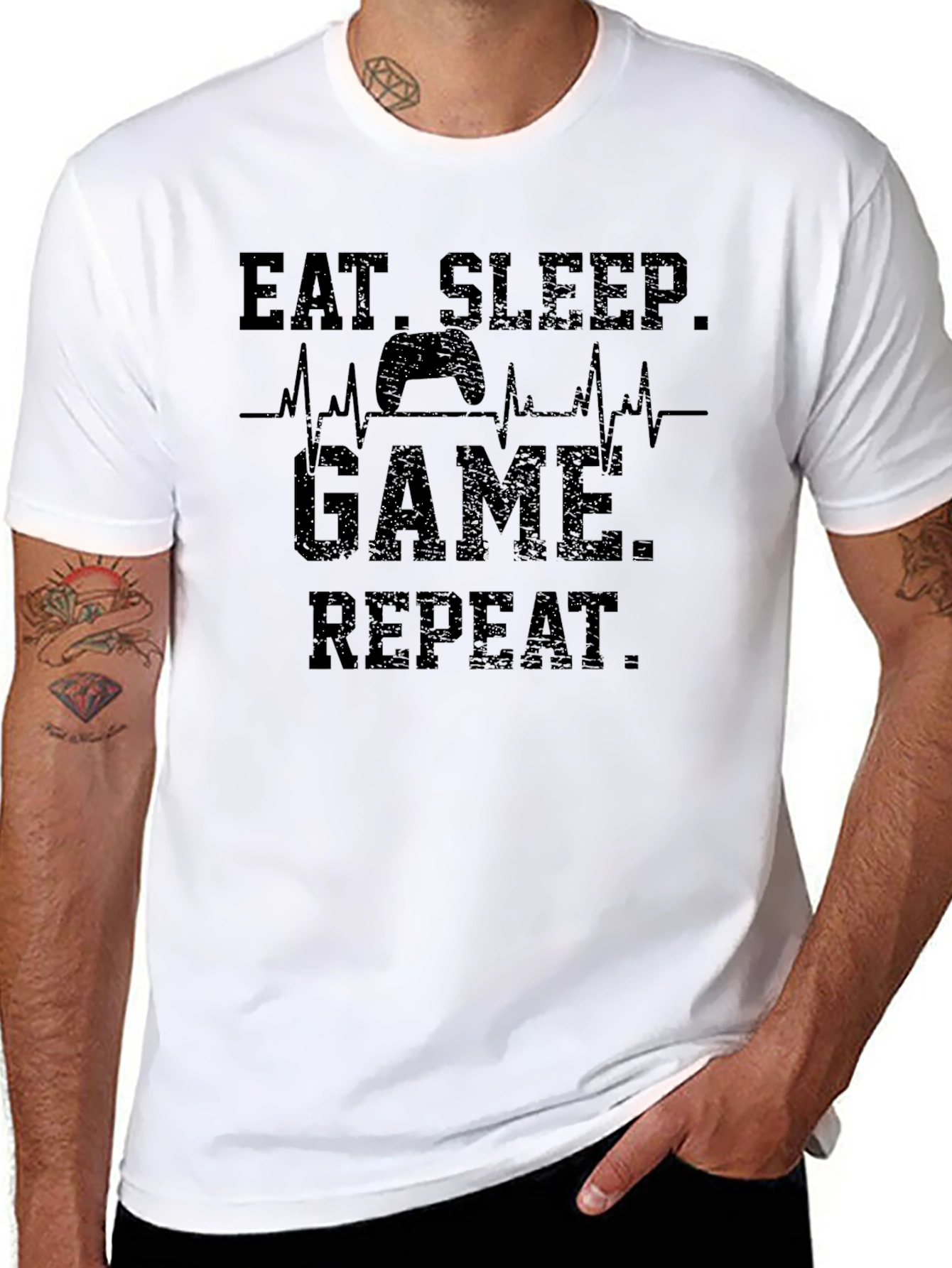 Eat Sleep Game Repeat Black T-Shirt