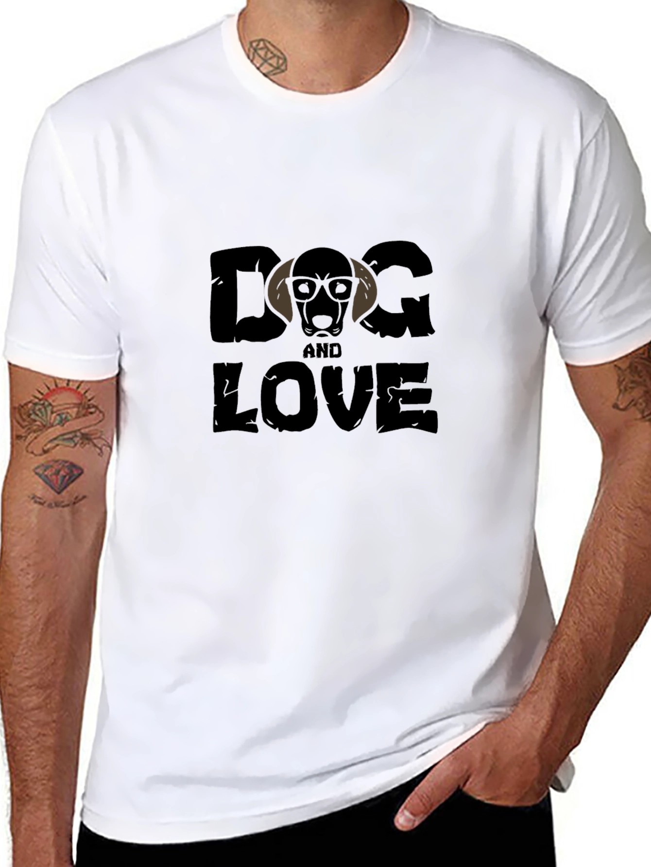 Dog and Love Graphic Tee - Black