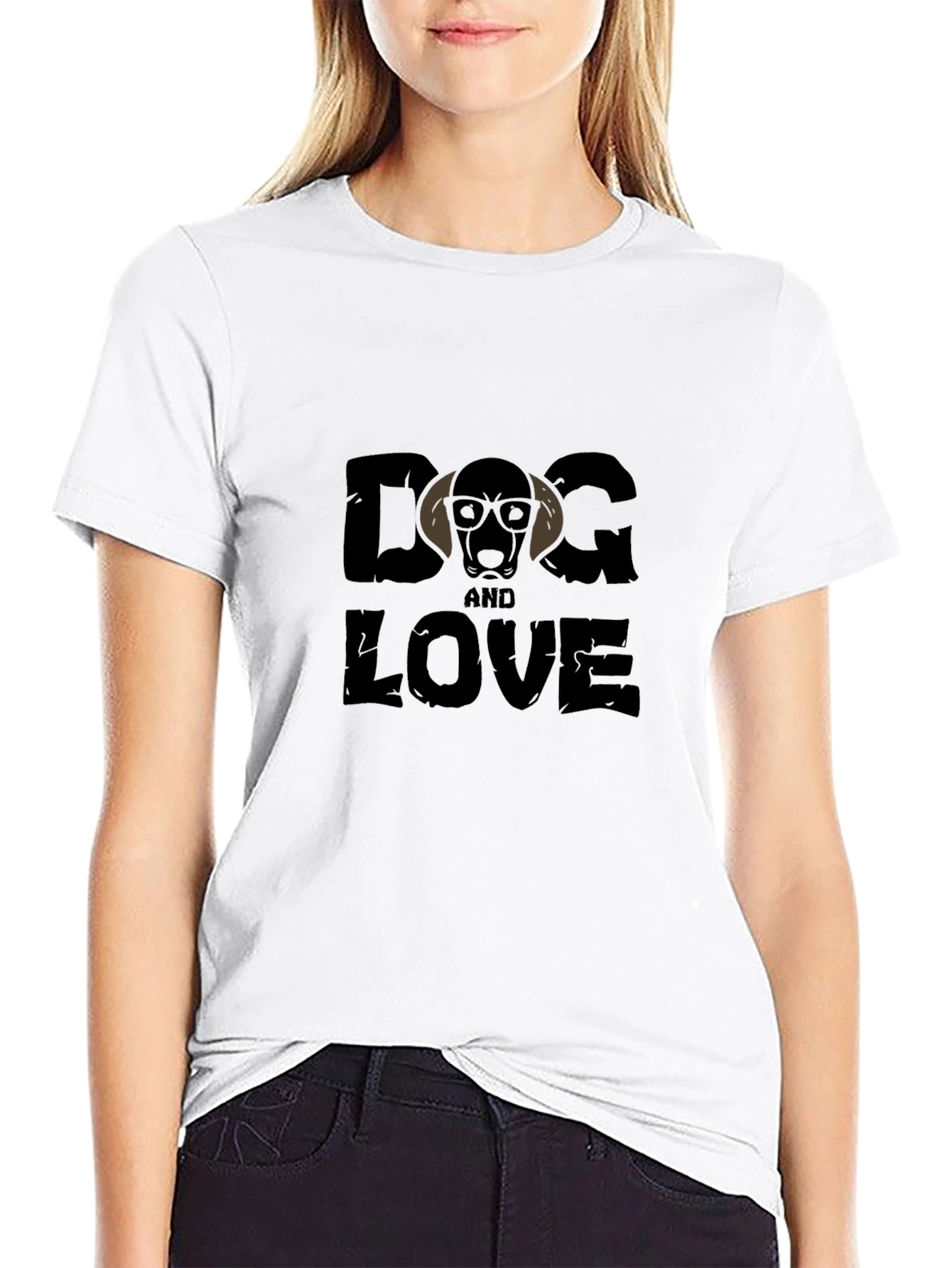 Dog and Love Graphic Tee - Black