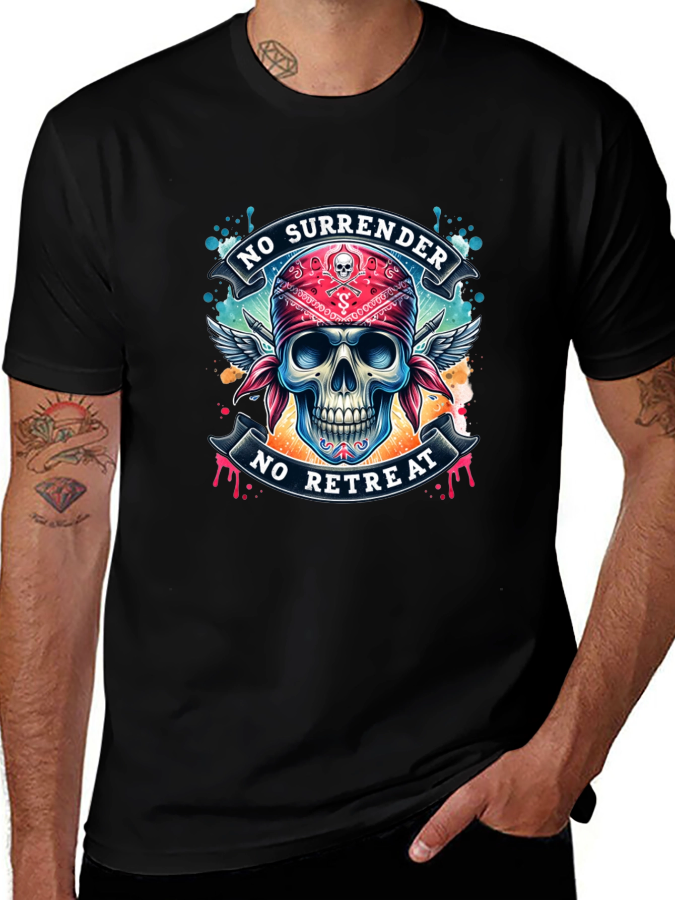 Skull Graphic Tee - No Surrender No Retreat
