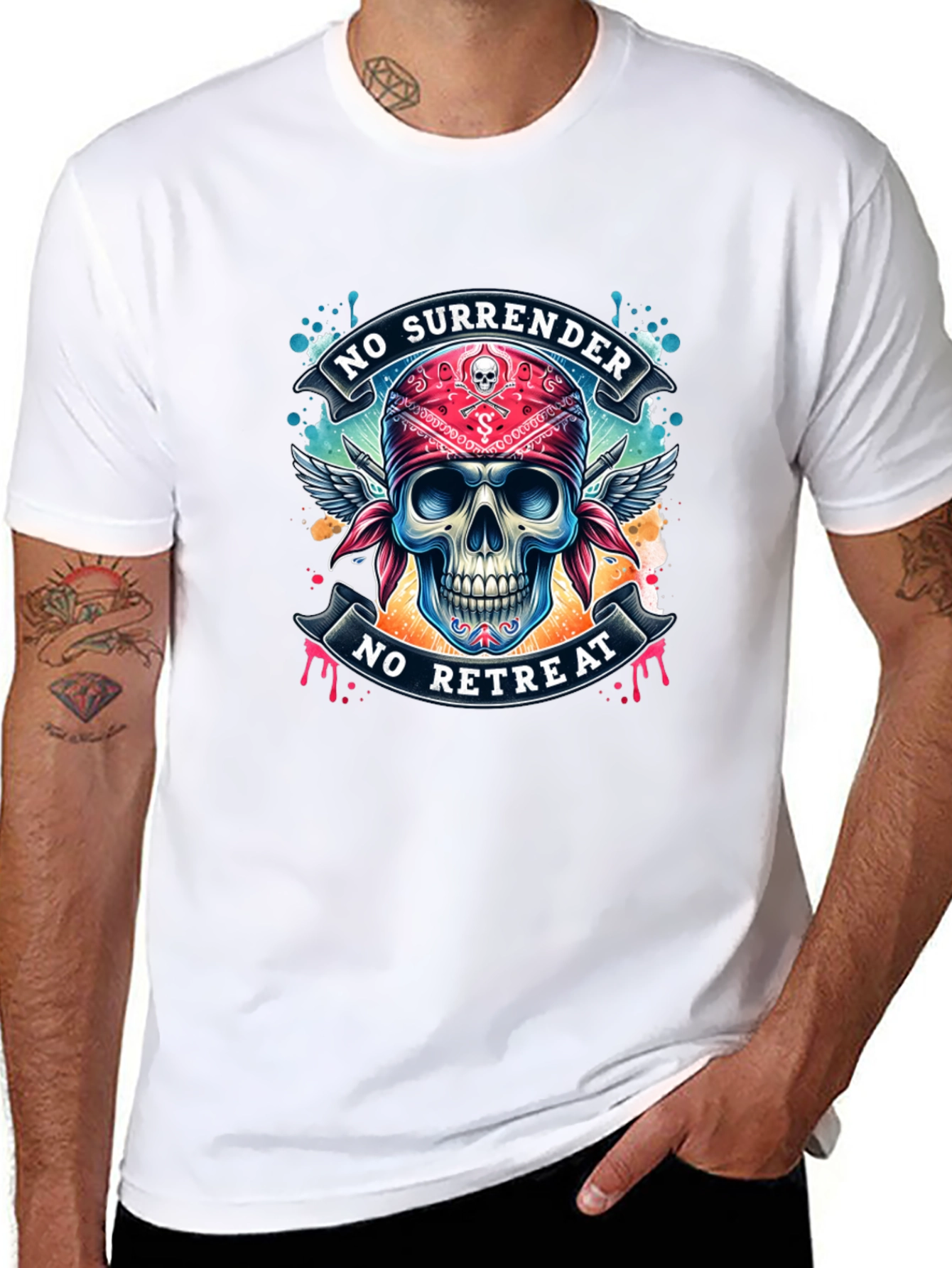 Skull Graphic Tee - No Surrender No Retreat