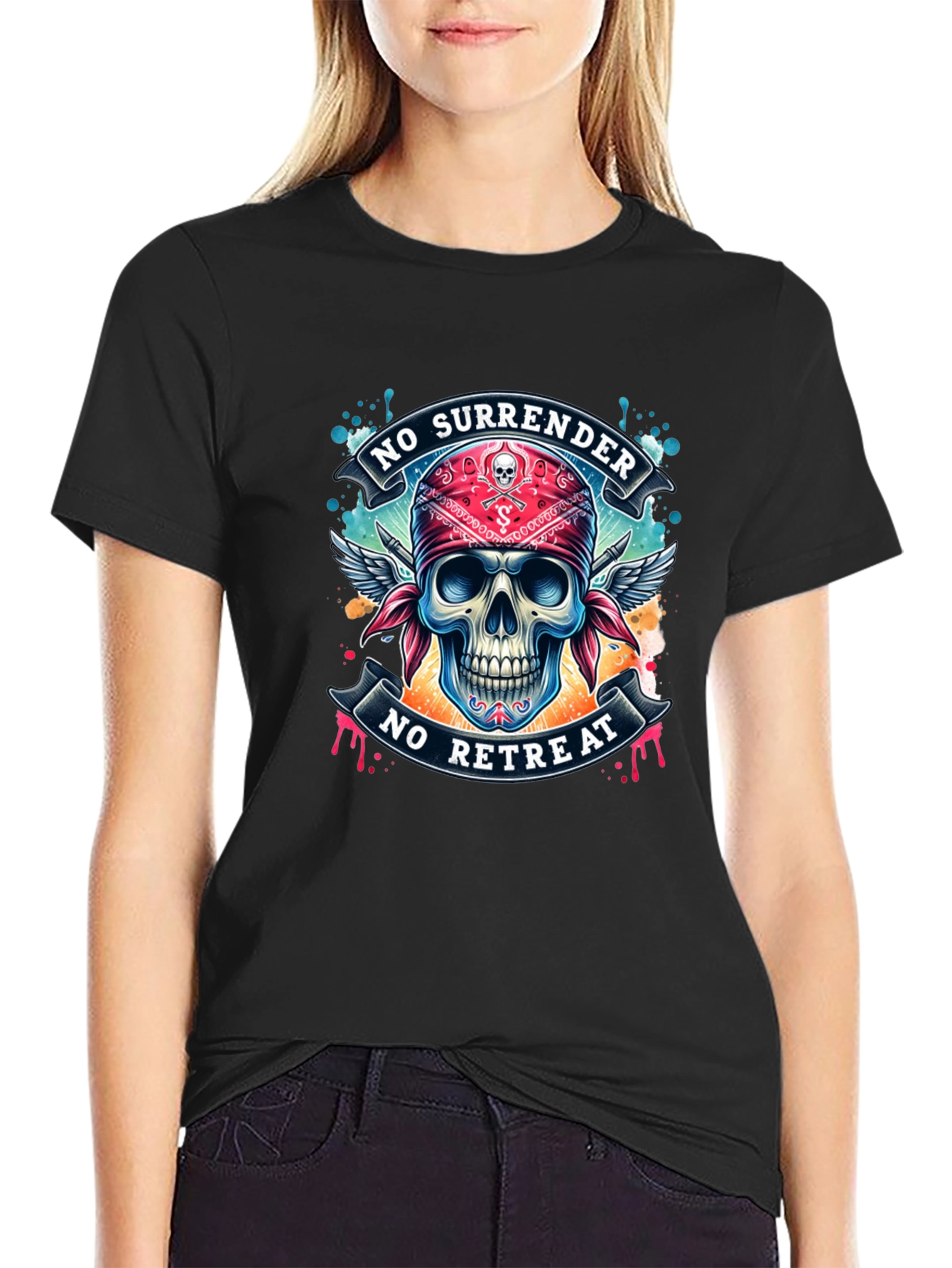 Skull Graphic Tee - No Surrender No Retreat