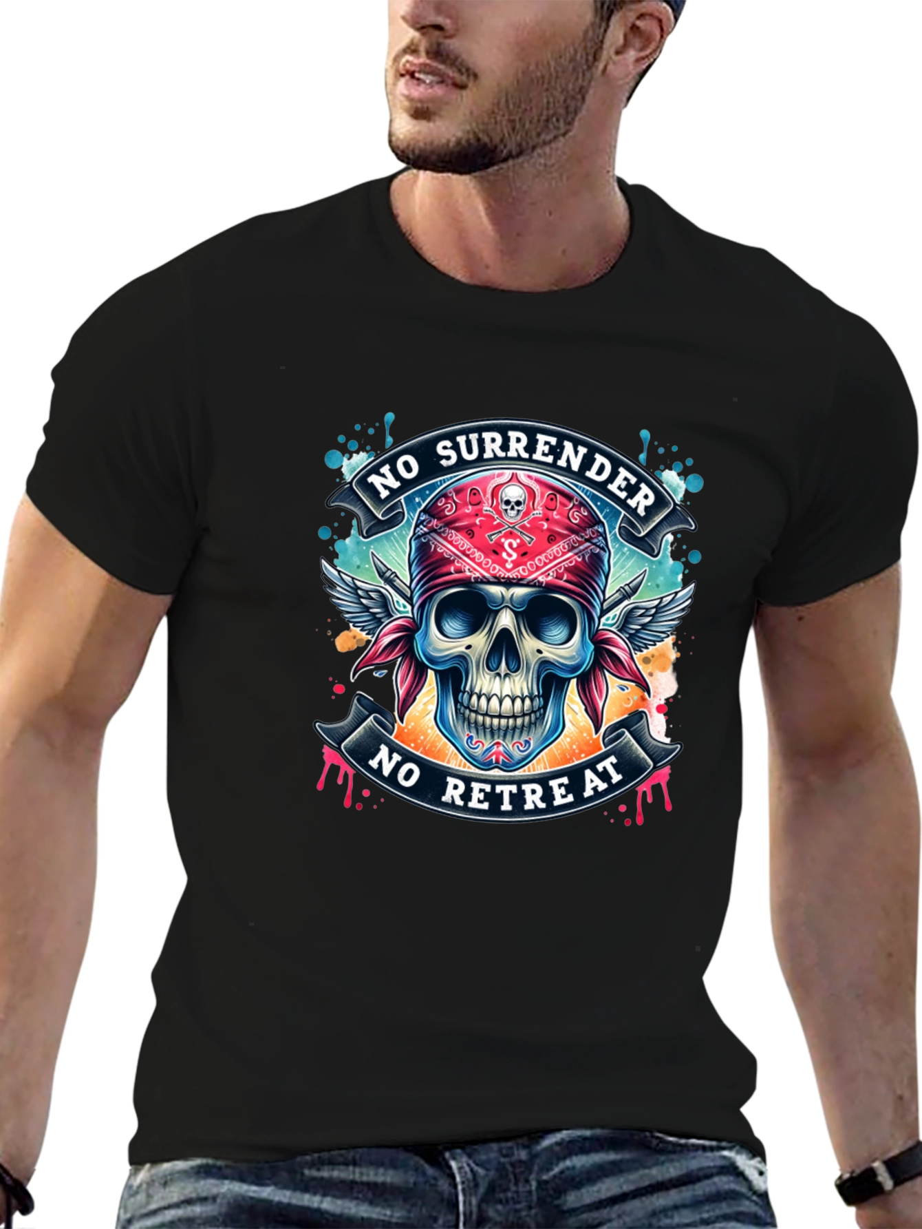 Skull Graphic Tee - No Surrender No Retreat