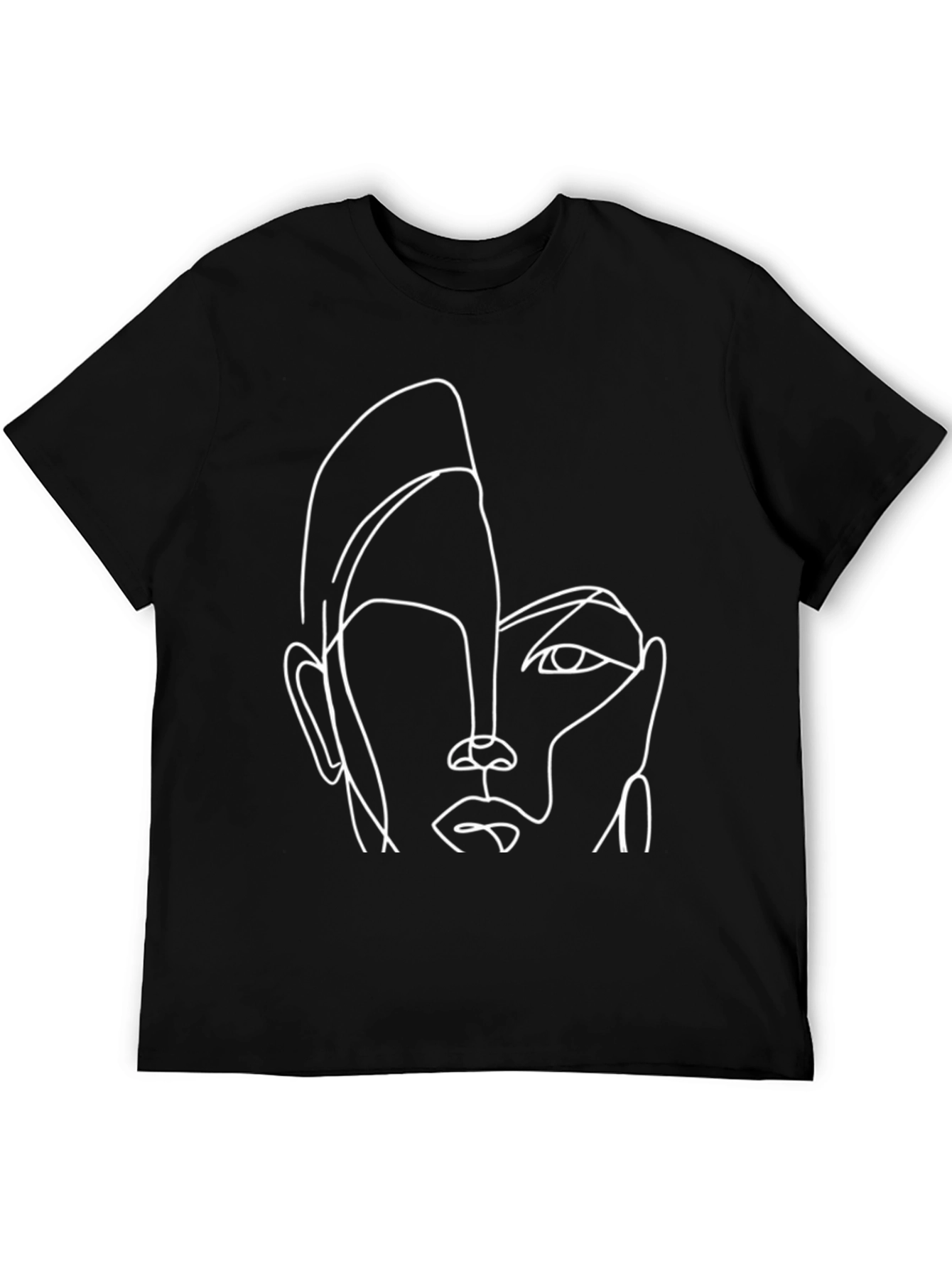 Abstract Face Line Art Graphic T-Shirt