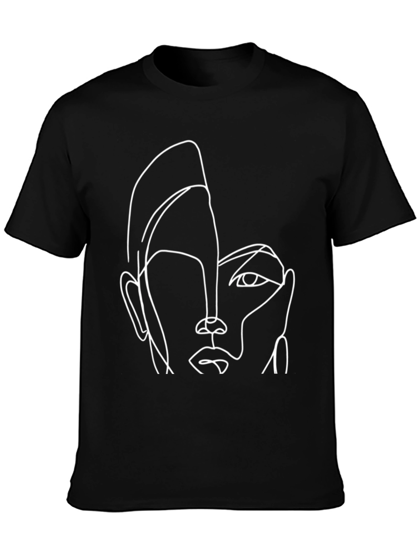 Abstract Face Line Art Graphic T-Shirt