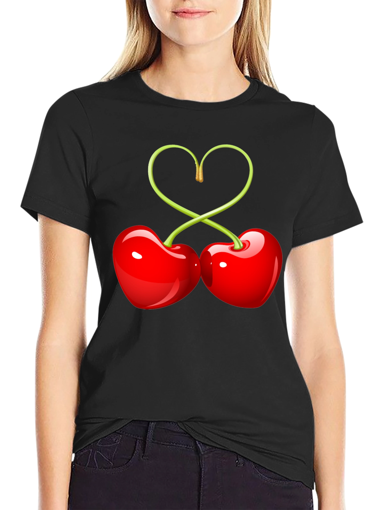 Sweet Cherry Heart Graphic Tee