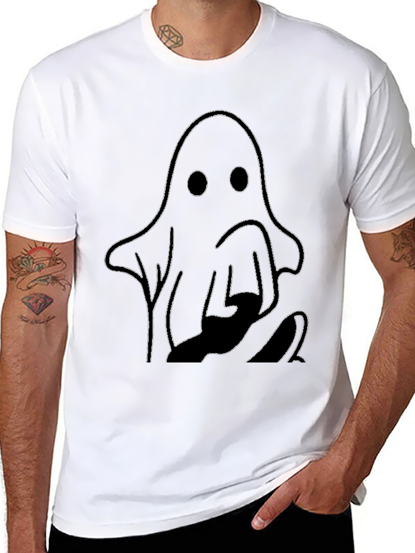 Ghost Cat Graphic Tee - Halloween Shirt
