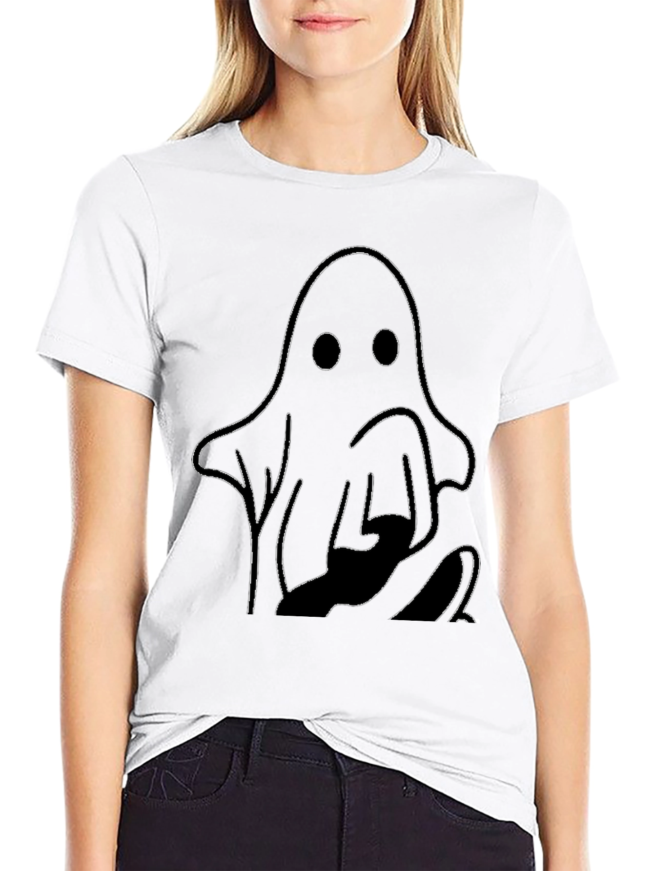 Ghost Cat Graphic Tee - Halloween Shirt