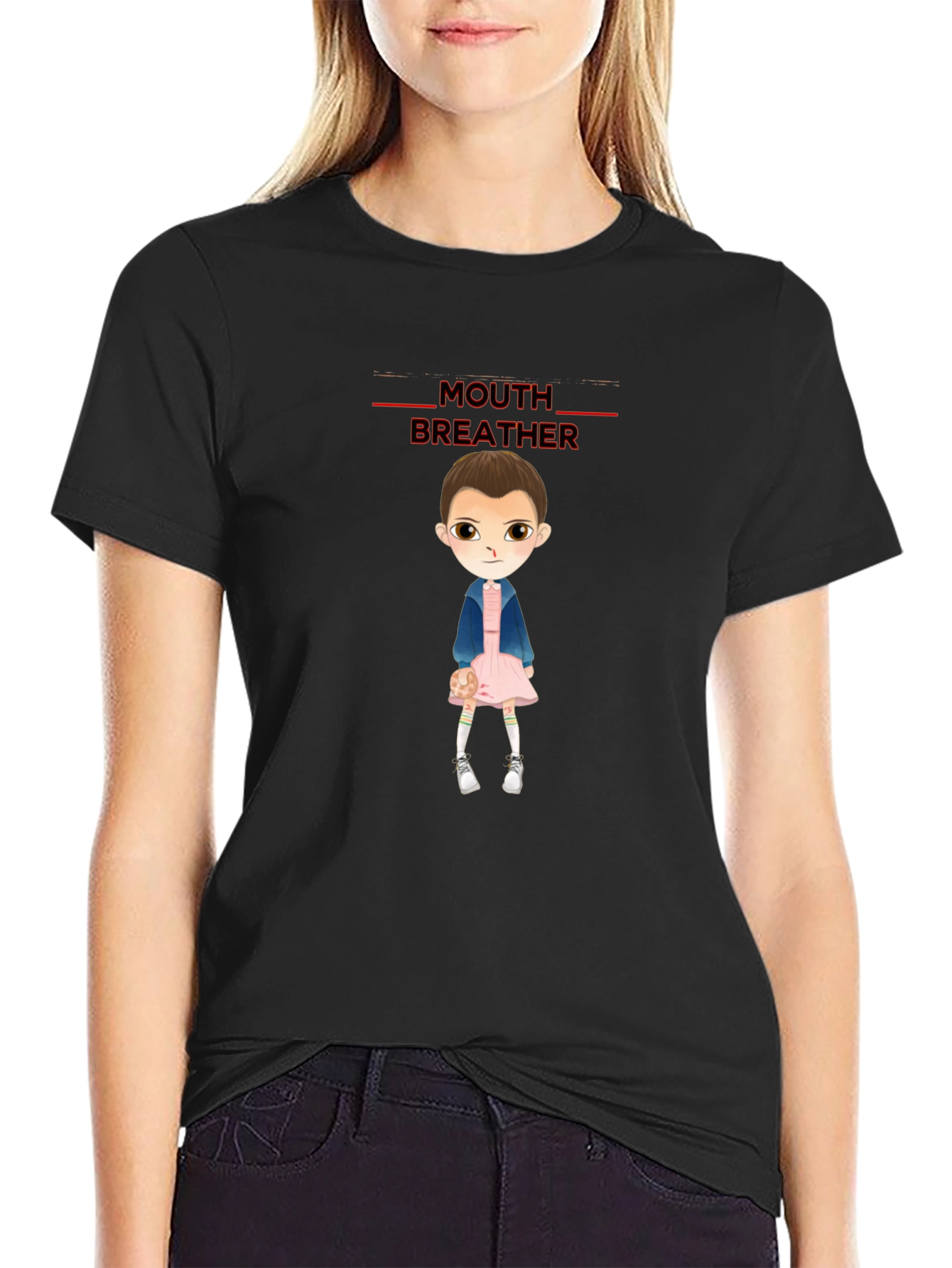 Eleven Stranger Things Mouth Breather Graphic Tee