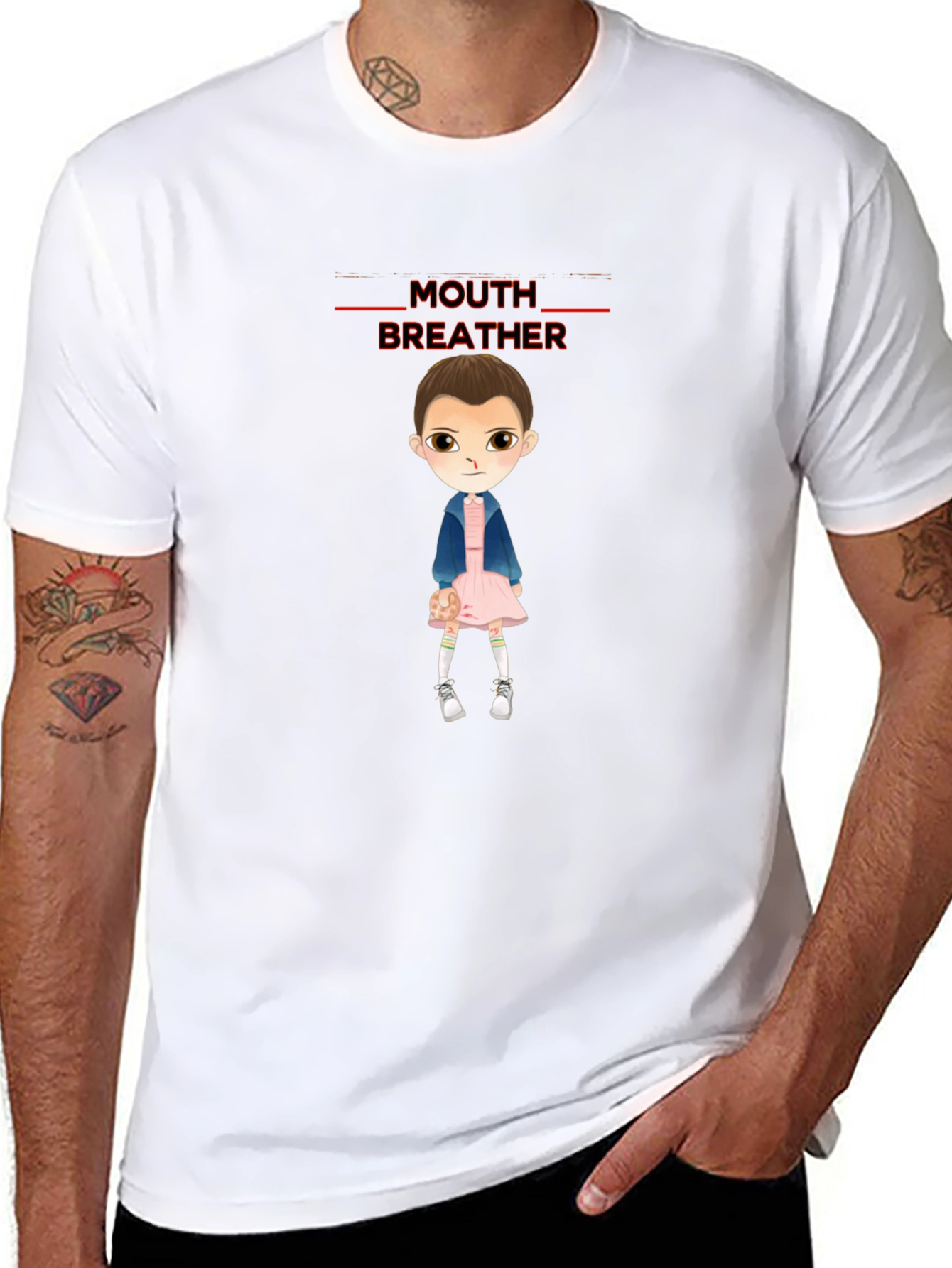 Eleven Stranger Things Mouth Breather Graphic Tee